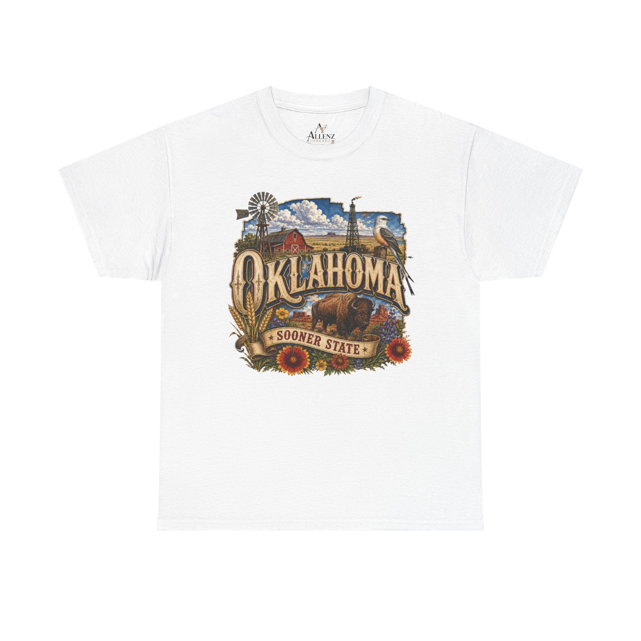 Unisex Heavy Cotton Tee🌾 Oklahoma – Proud Spirit of the Sooner State 🦬🌻