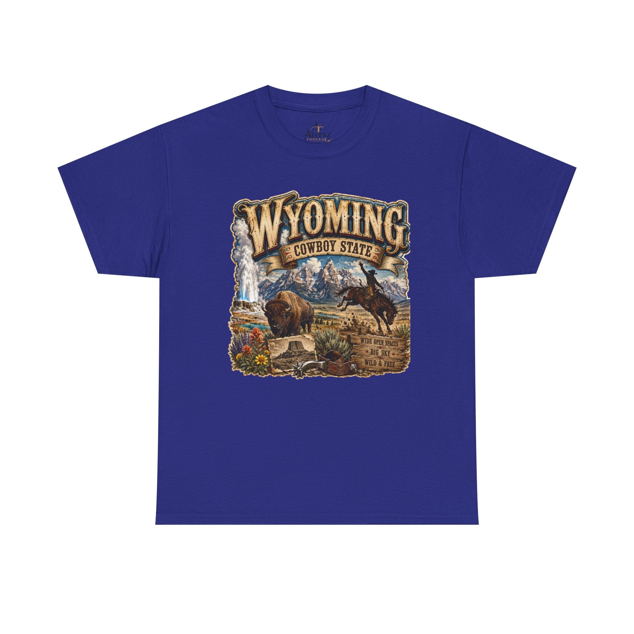Unisex Heavy Cotton Tee🤠🏔️ Wyoming – The Cowboy State 🦬🌄