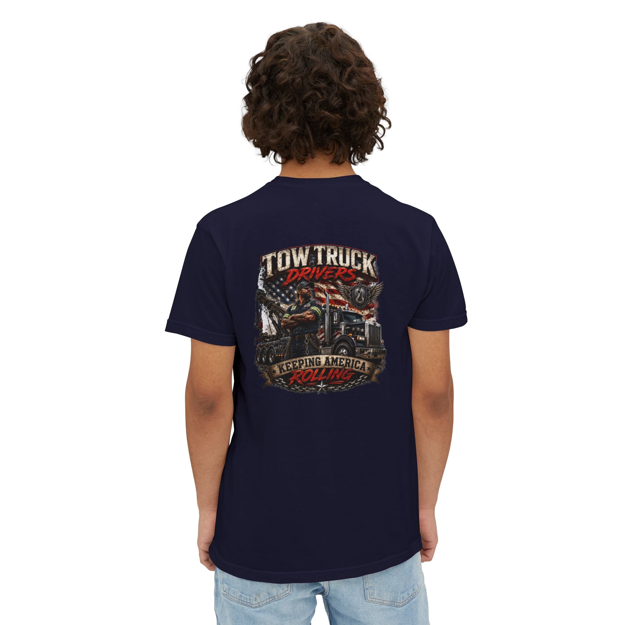Tow Truck Driver Unisex Garment-Dyed Pocket T-Shirt