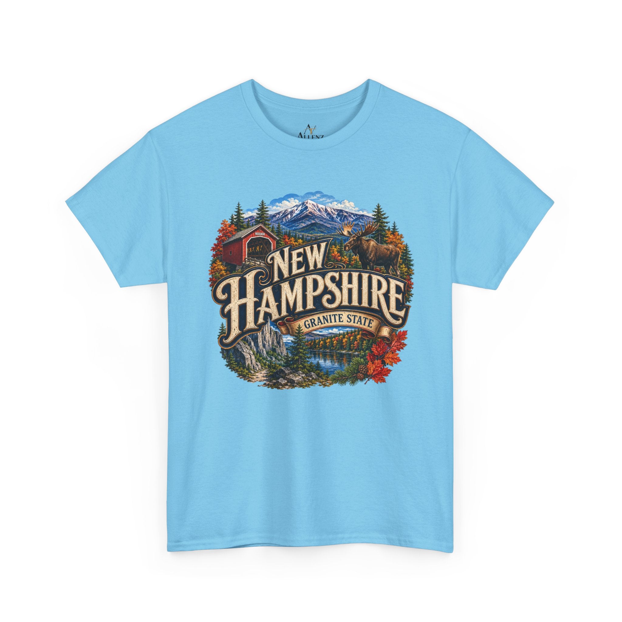 Unisex Heavy Cotton Tee🏔️ New Hampshire – Granite State Adventure and Autumn Beauty 🍁🫎