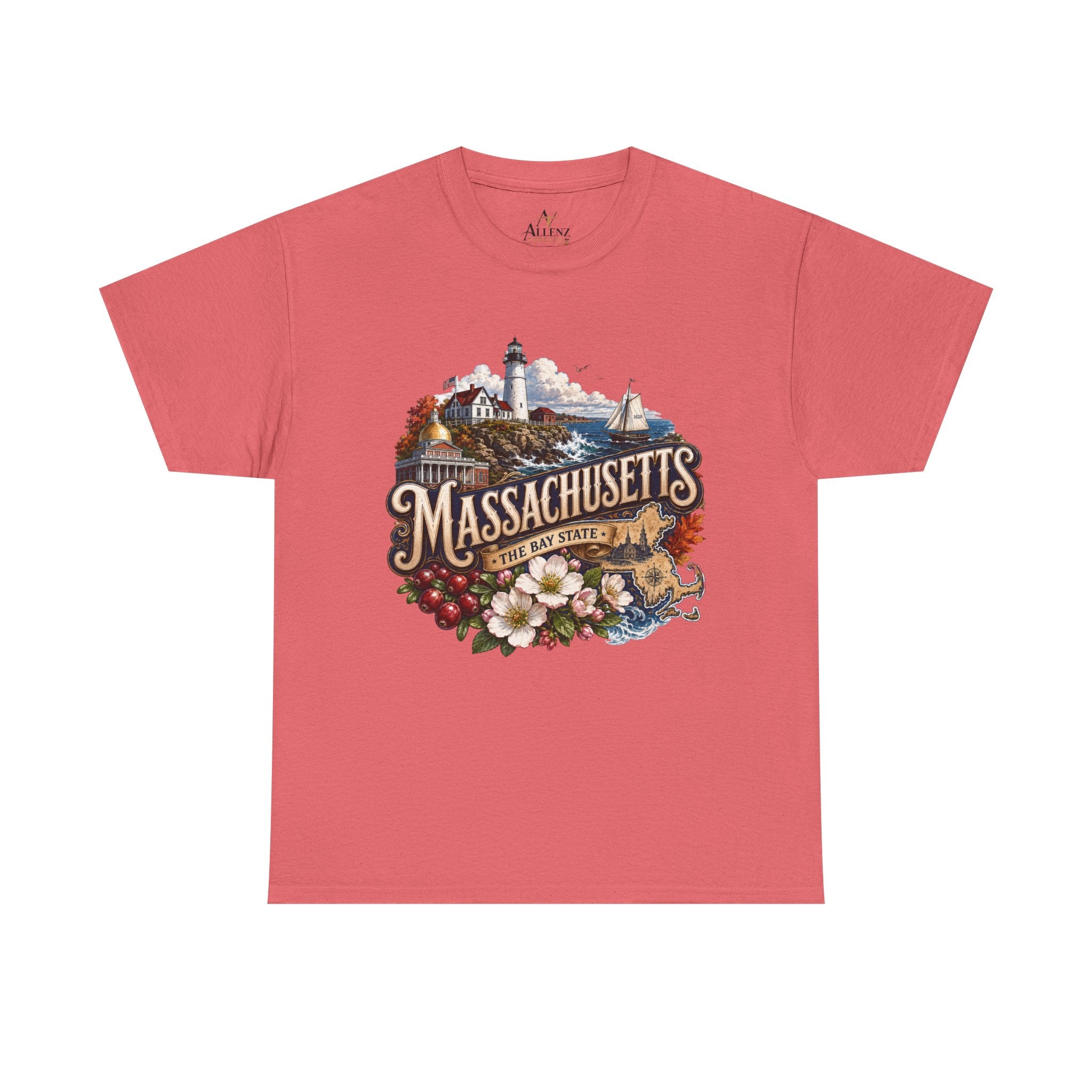 Unisex Heavy Cotton Tee ⚓ Massachusetts – Historic Coastal Pride
