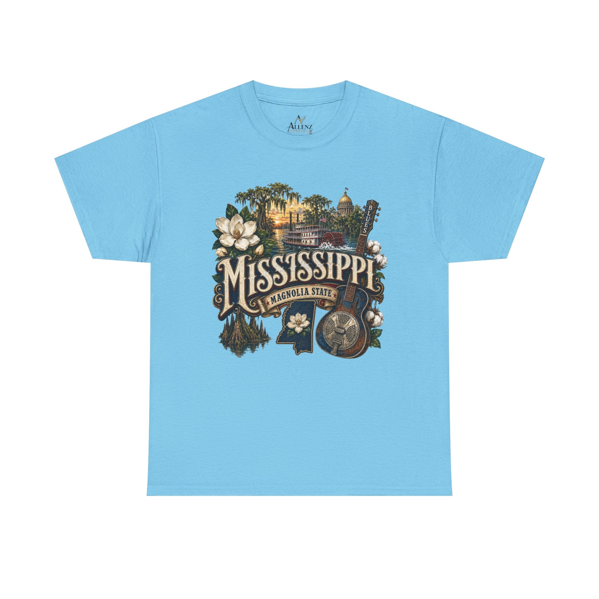 Unisex Heavy Cotton Tee🎸 Mississippi – Southern Soul and Magnolia State Pride 🎸