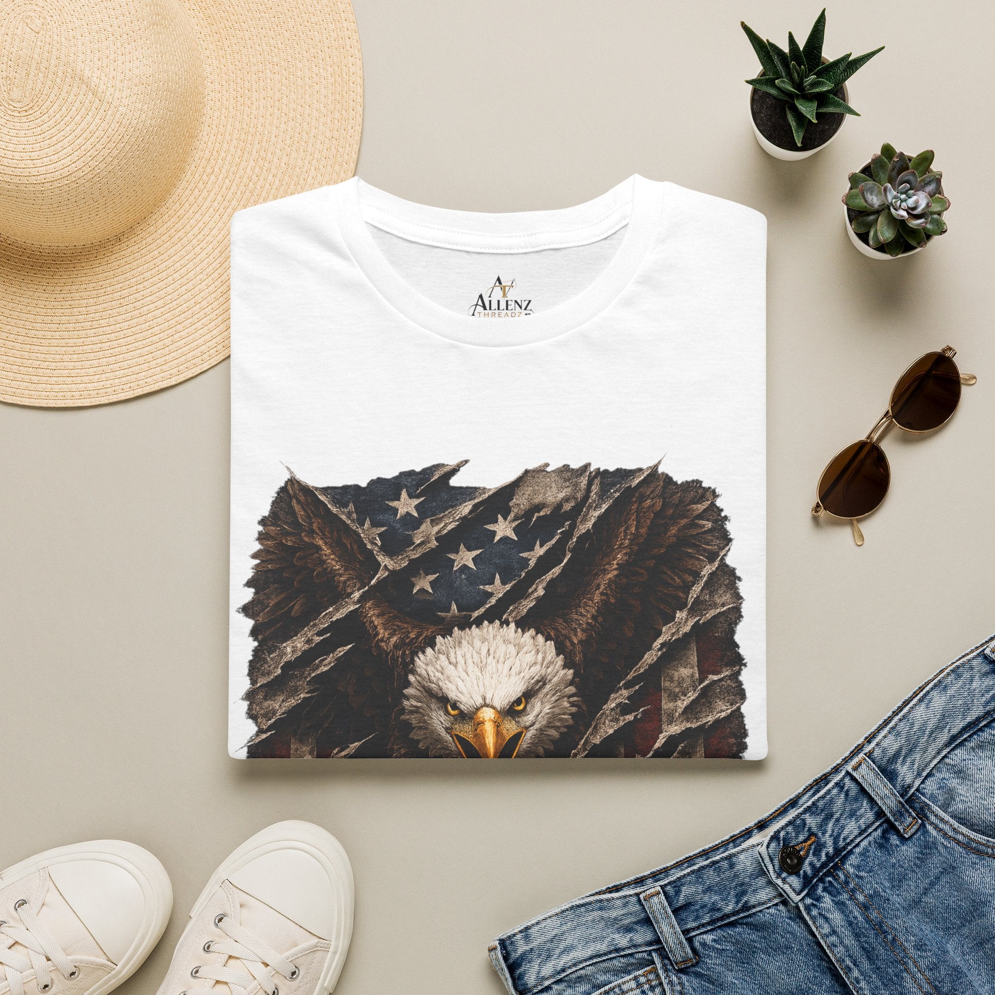 Eagle and Tattered American Flag T-Shirt