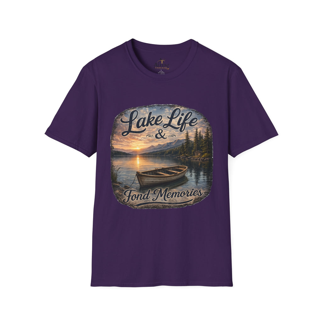 Lake Life T-Shirt — Scenic Sunrise Boat 'Lake Life & Fond Memories'