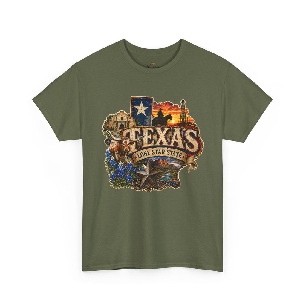 Unisex Heavy Cotton Tee⭐🤠 Texas – Pride of the Lone Star State 🌵🐂