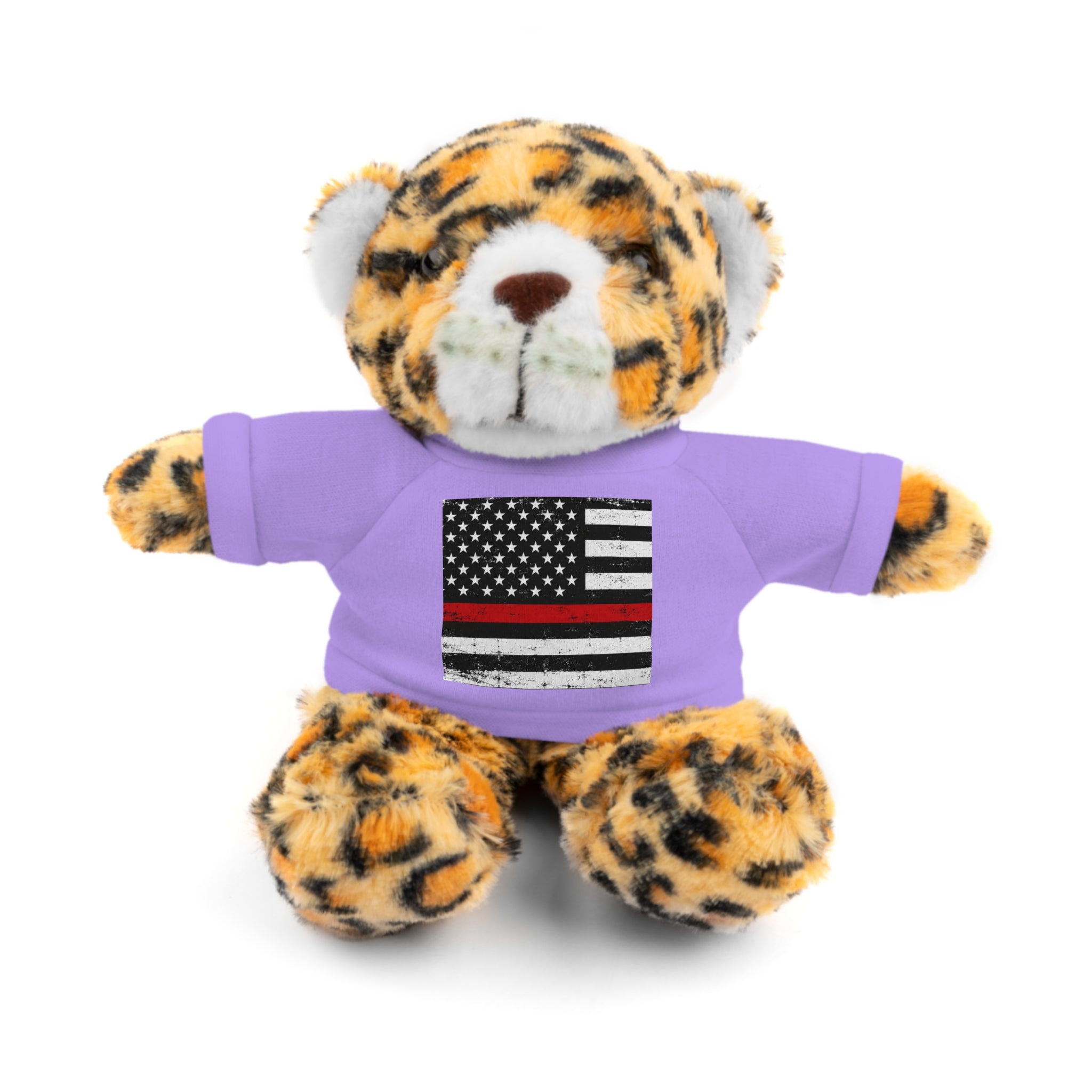 Kids Stuffed Animal with Thin Red line flag Tee