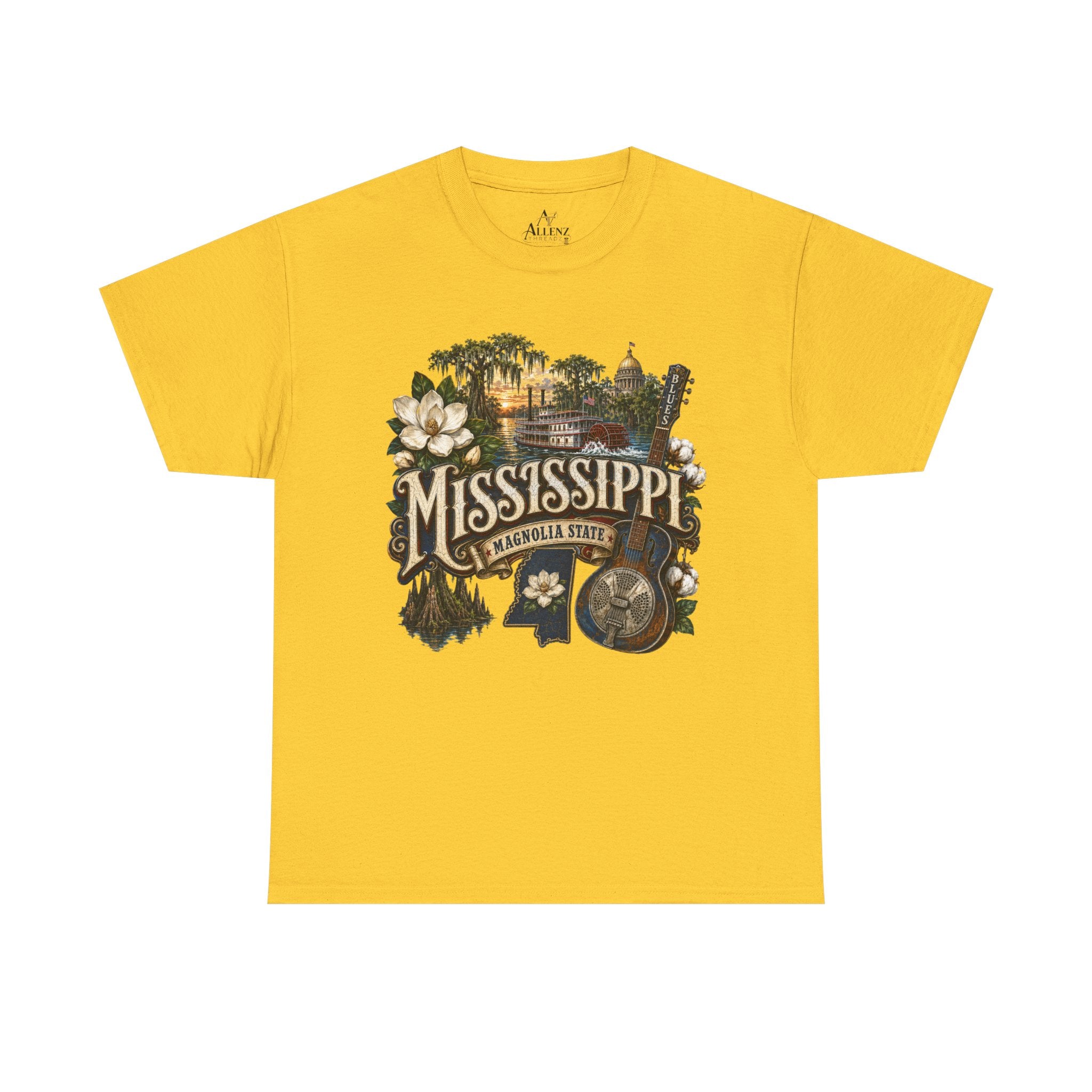 Unisex Heavy Cotton Tee🎸 Mississippi – Southern Soul and Magnolia State Pride 🎸