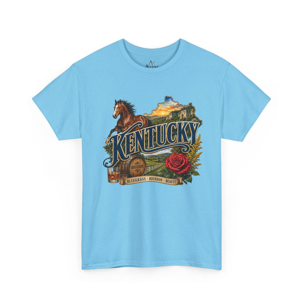 Unisex Heavy Cotton Tee 🐎 Kentucky – Bluegrass, Bourbon and Southern Beauty 🐎