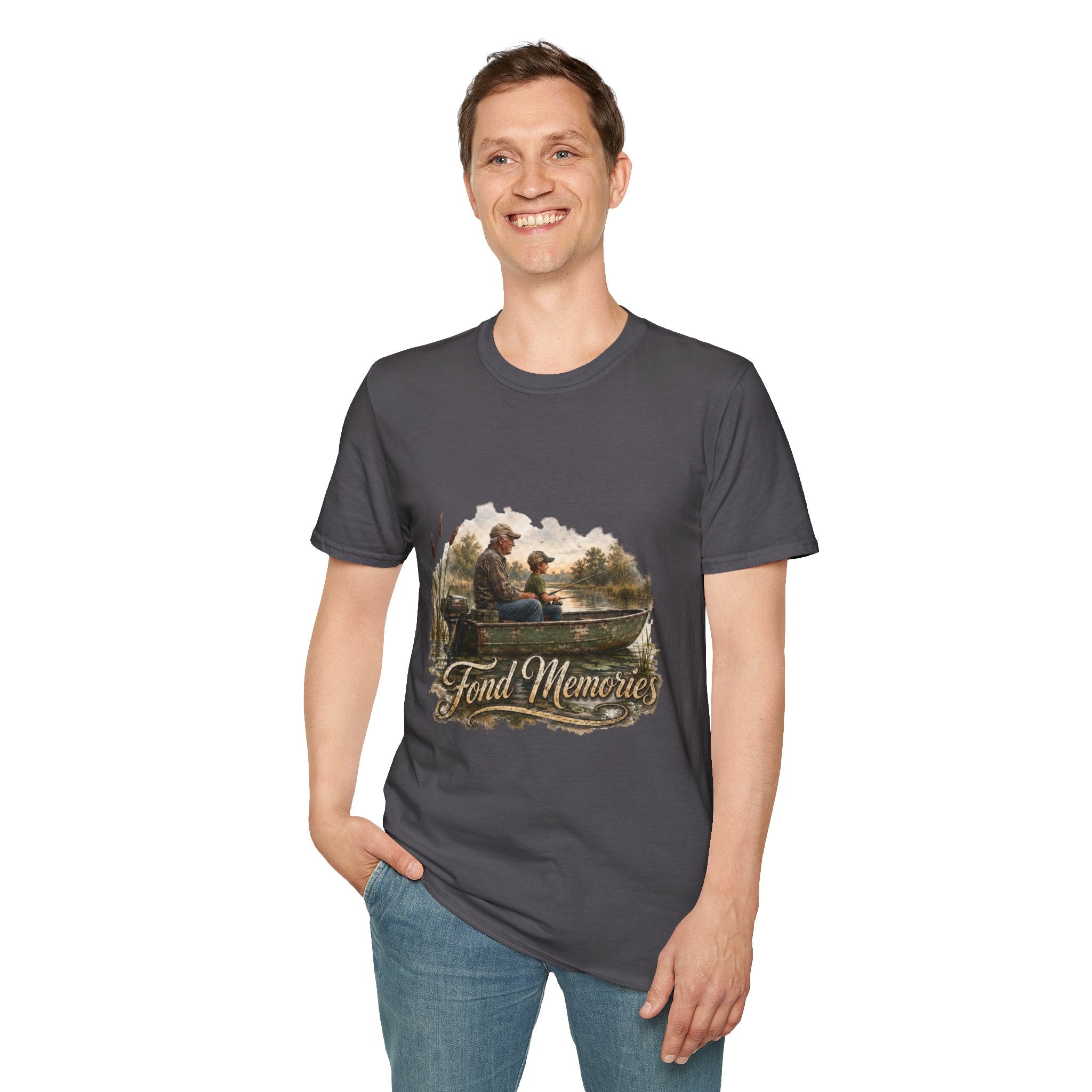 Grandpa and Grandson Fishing Unisex Softstyle T-Shirt