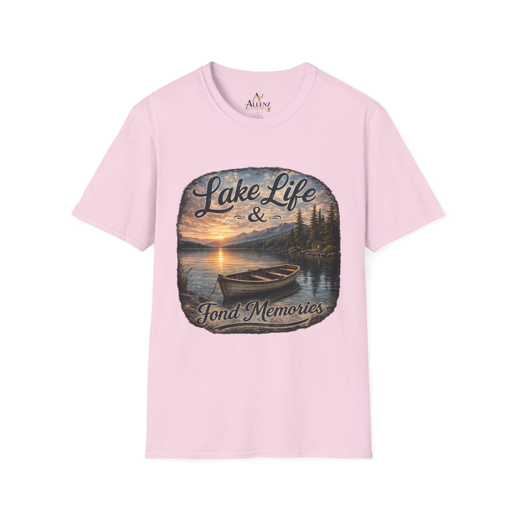 Lake Life T-Shirt — Scenic Sunrise Boat 'Lake Life & Fond Memories'