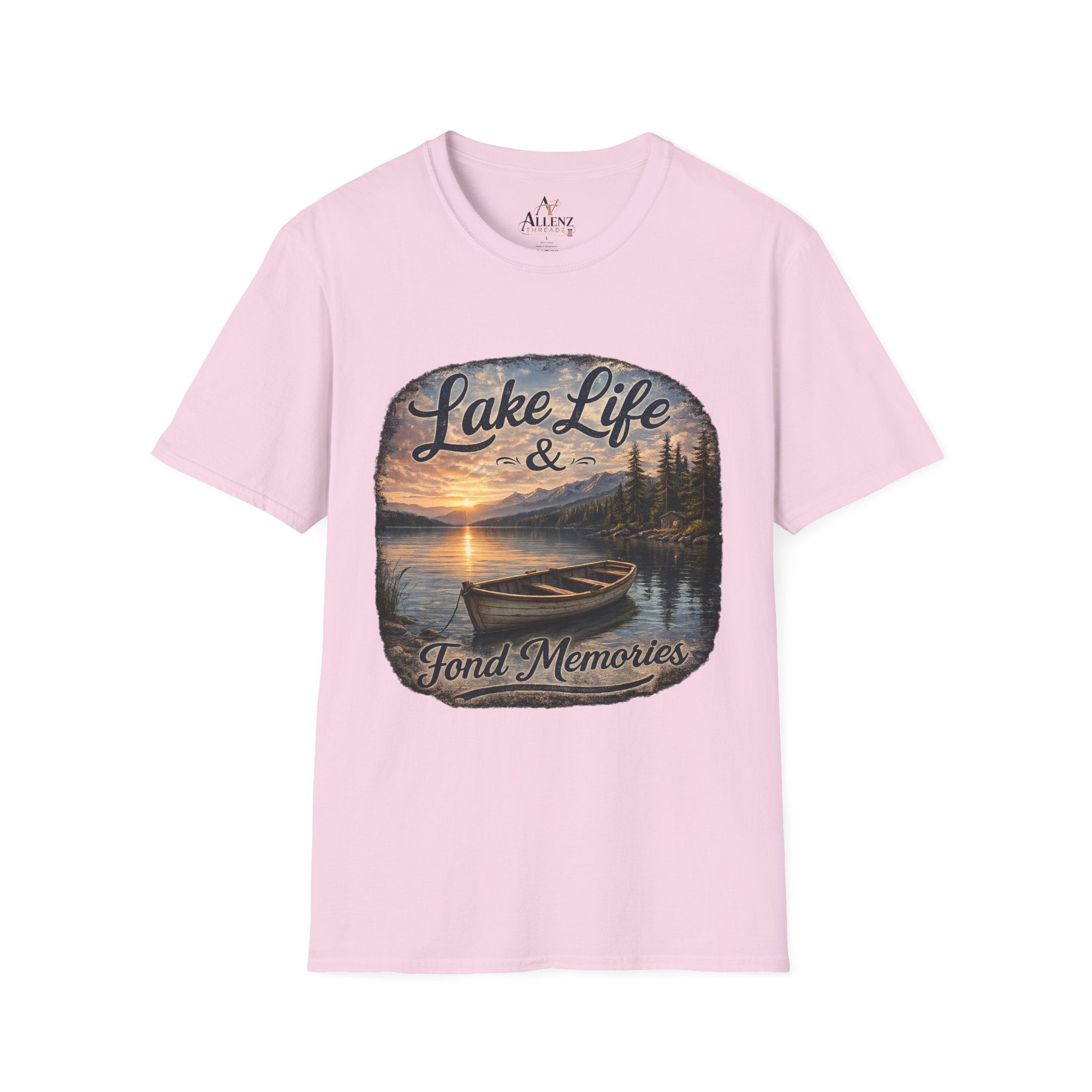 Lake Life T-Shirt — Scenic Sunrise Boat 'Lake Life & Fond Memories'
