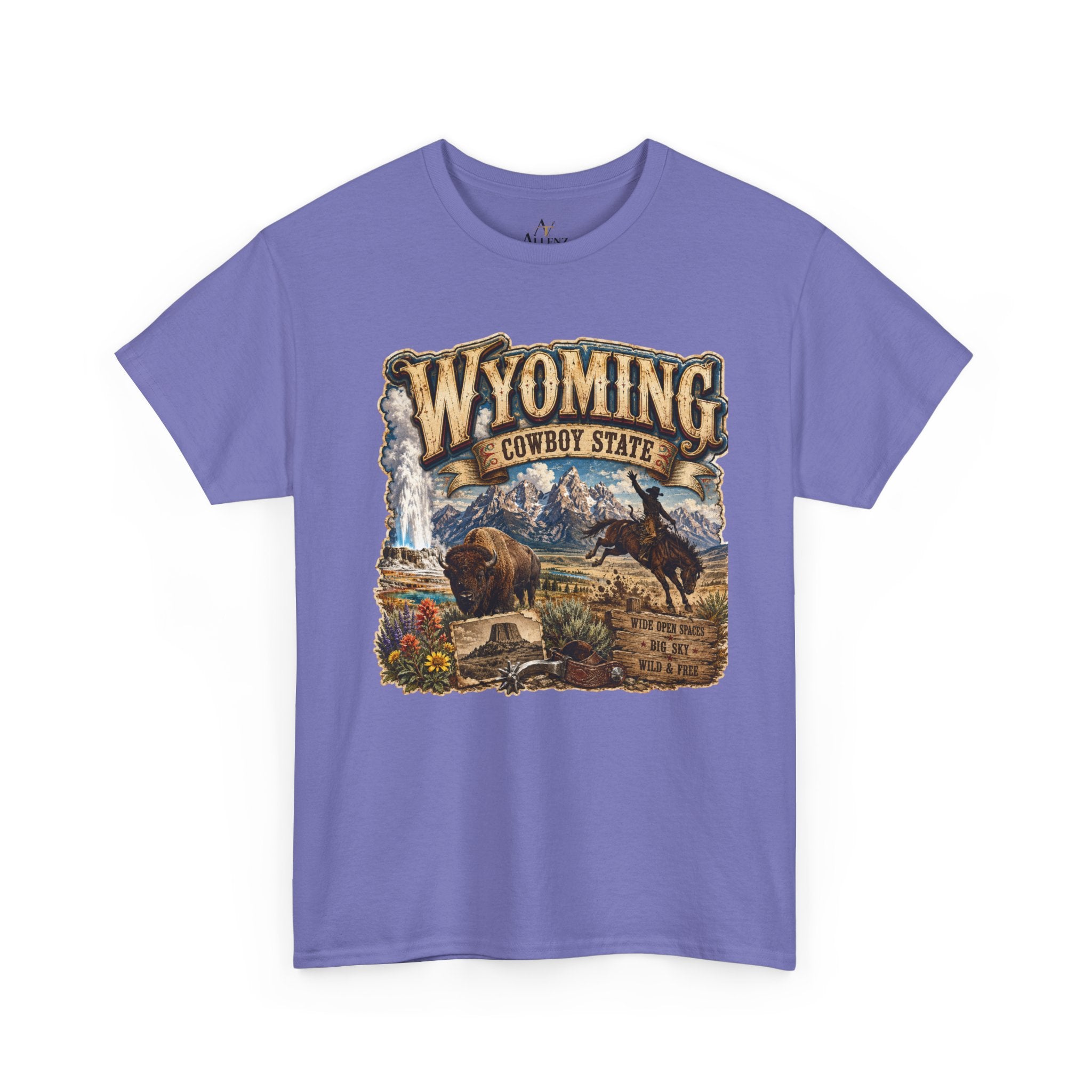 Unisex Heavy Cotton Tee🤠🏔️ Wyoming – The Cowboy State 🦬🌄