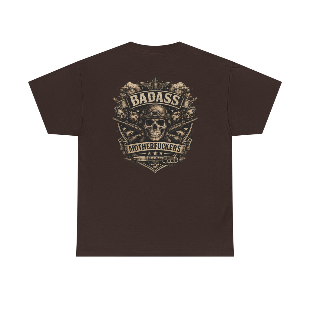 Badass Motherfu.... Skull and boom stick  Unisex Heavy Cotton Tee