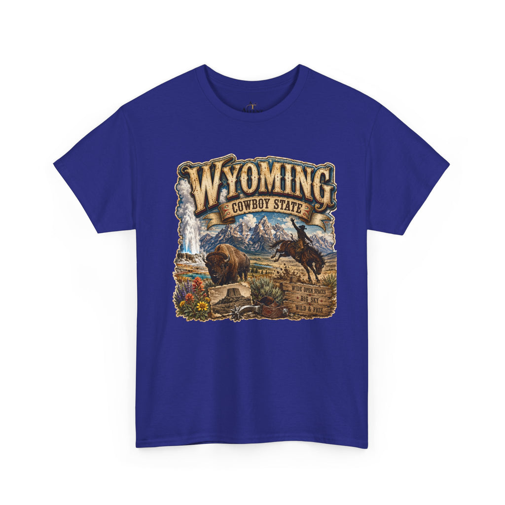 Unisex Heavy Cotton Tee🤠🏔️ Wyoming – The Cowboy State 🦬🌄