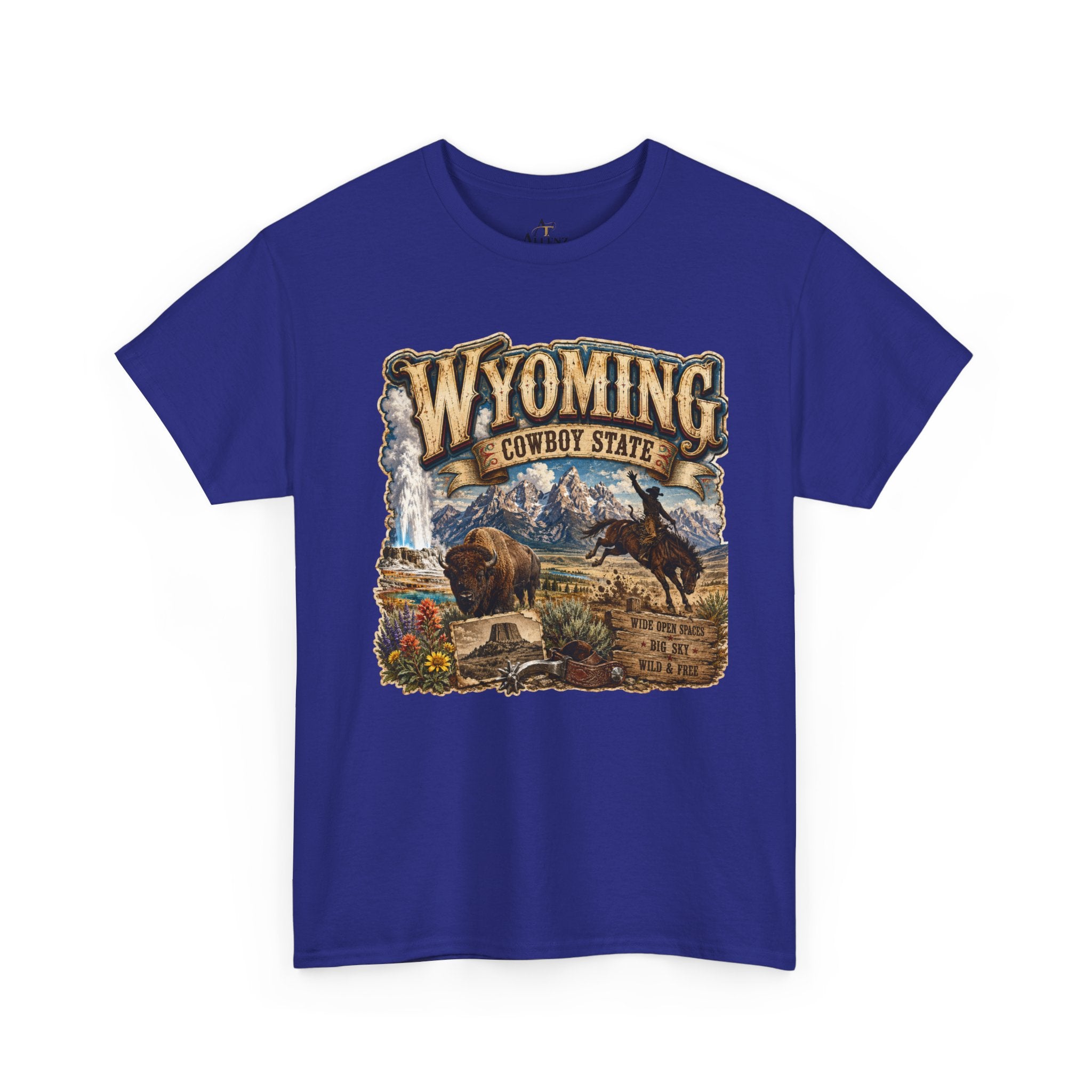 Unisex Heavy Cotton Tee🤠🏔️ Wyoming – The Cowboy State 🦬🌄