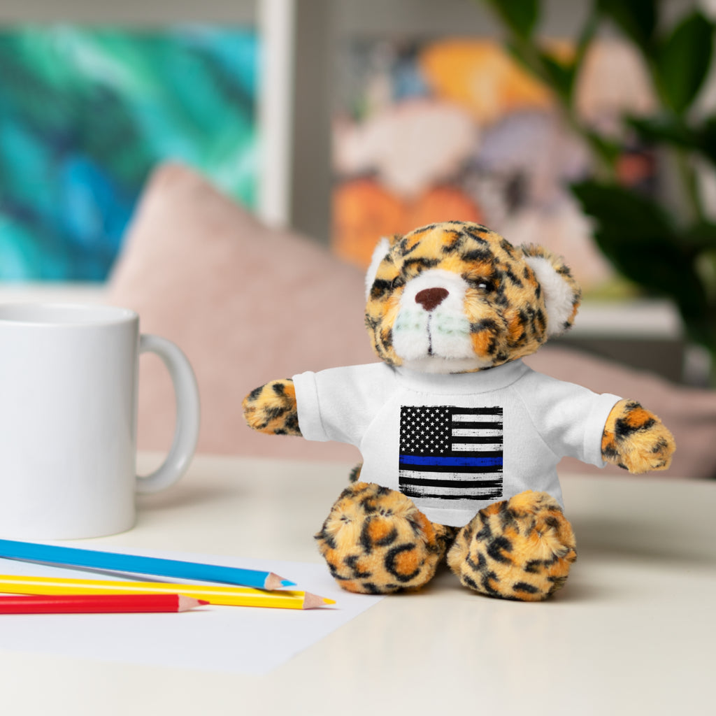 Kids Stuffed Animal with Thin Blue line flag Tee