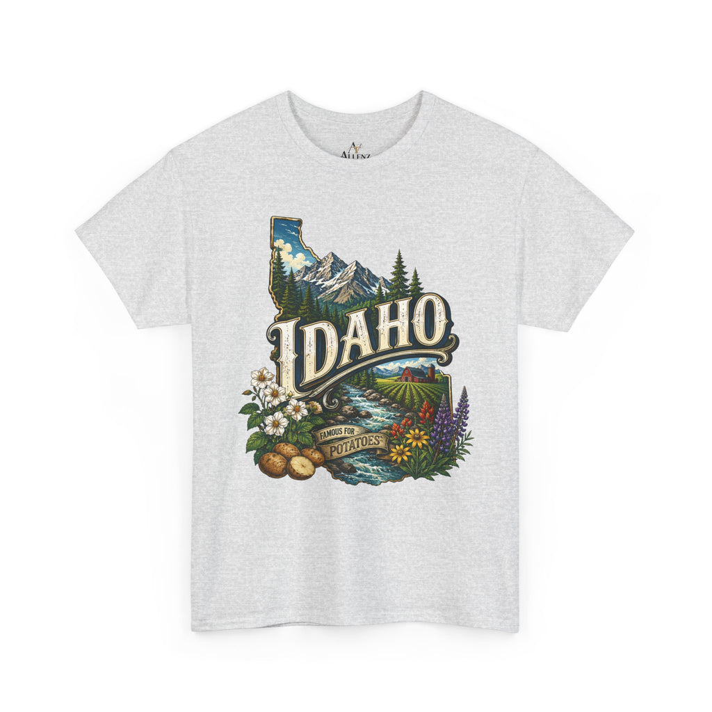 Unisex Heavy Cotton Tee 🥔 Idaho – Mountain Beauty and Rustic Country Charm 🥔