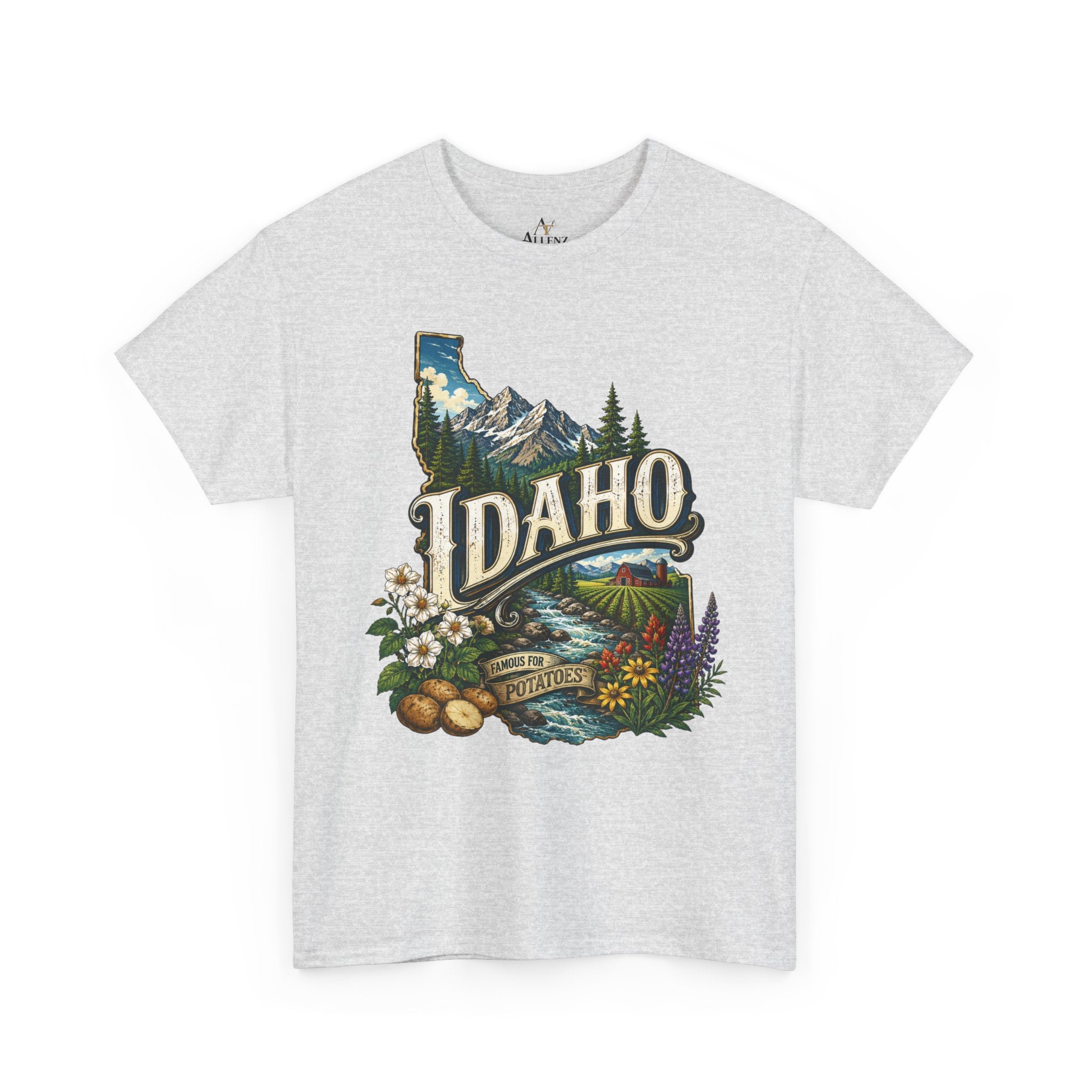 Unisex Heavy Cotton Tee 🥔 Idaho – Mountain Beauty and Rustic Country Charm 🥔