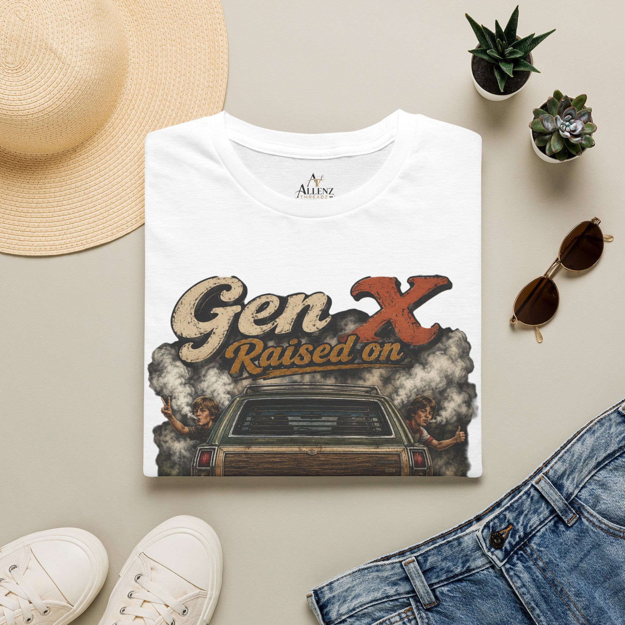 Gen X T-Shirt — "Raised on Secondhand Smoke, Hose Water, Neglect" Retro Car Vintage Tee