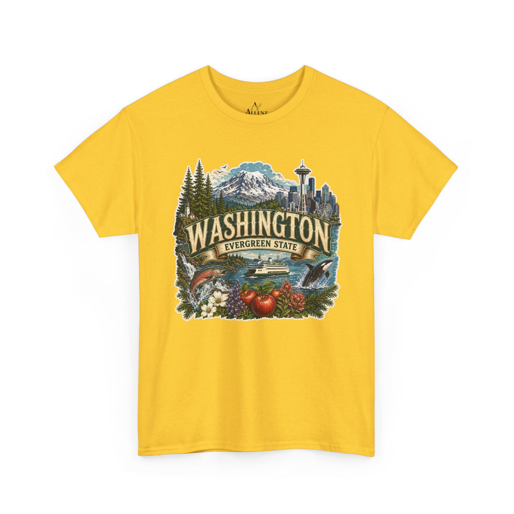 Unisex Heavy Cotton Tee🌲🏔️ Washington – Spirit of the Evergreen State 🚢🐋