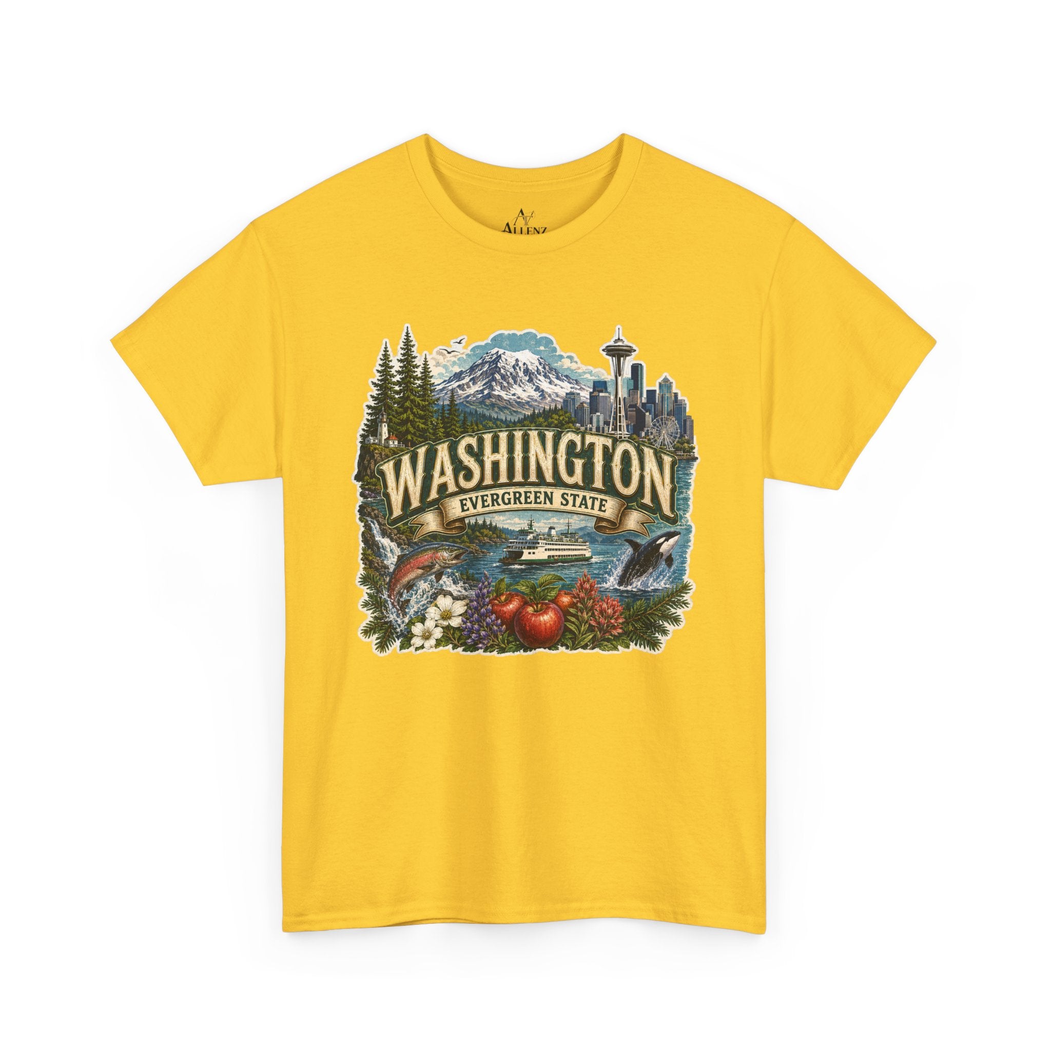Unisex Heavy Cotton Tee🌲🏔️ Washington – Spirit of the Evergreen State 🚢🐋