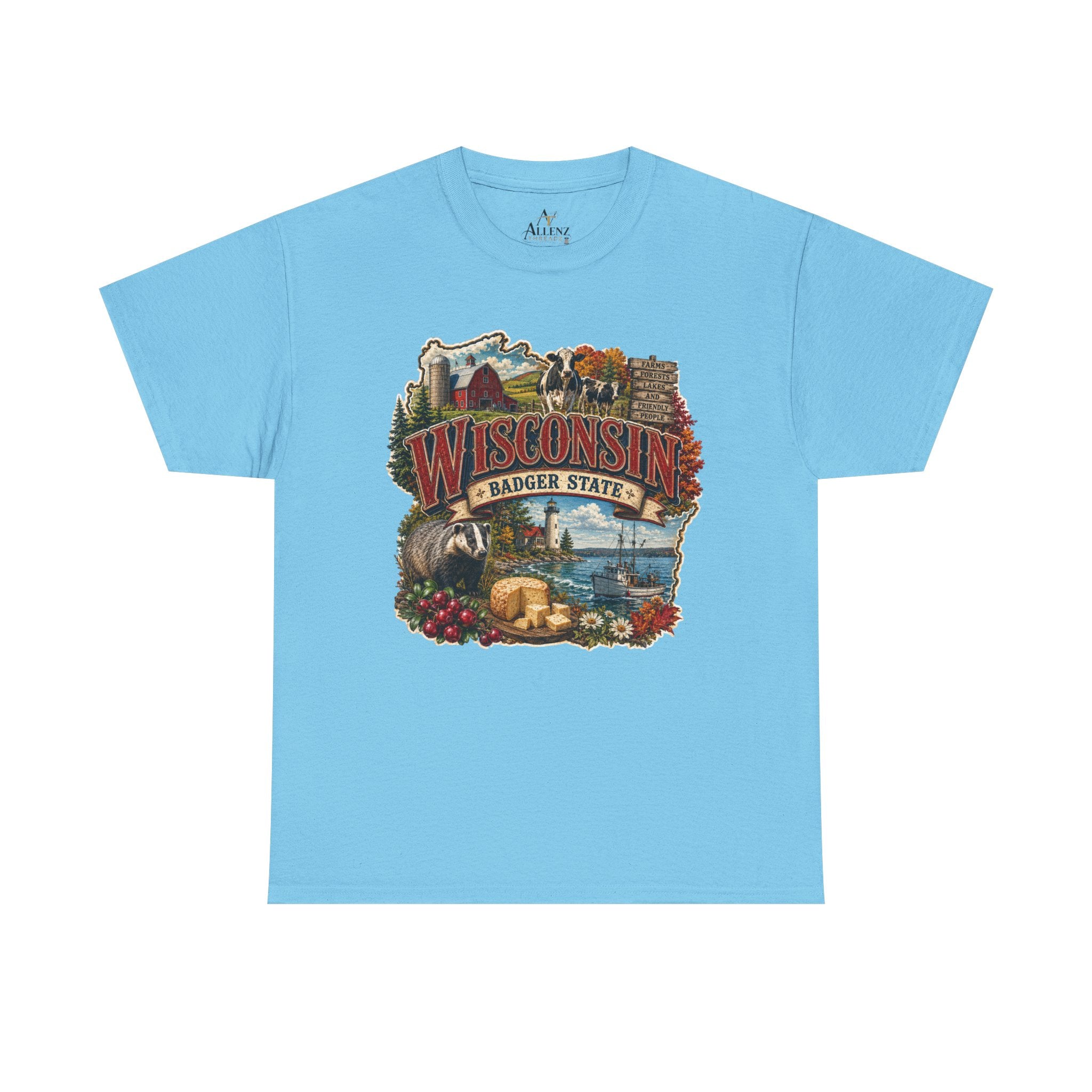 Unisex Heavy Cotton Tee🧀🌲 Wisconsin – Proudly the Badger State 🚤🐄