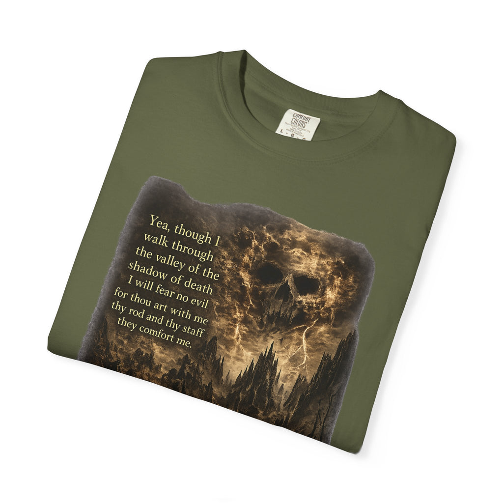 Skull Cavern Gothic T-Shirt — 'You…walk through the valley of the shadow of death' Graphic Tee