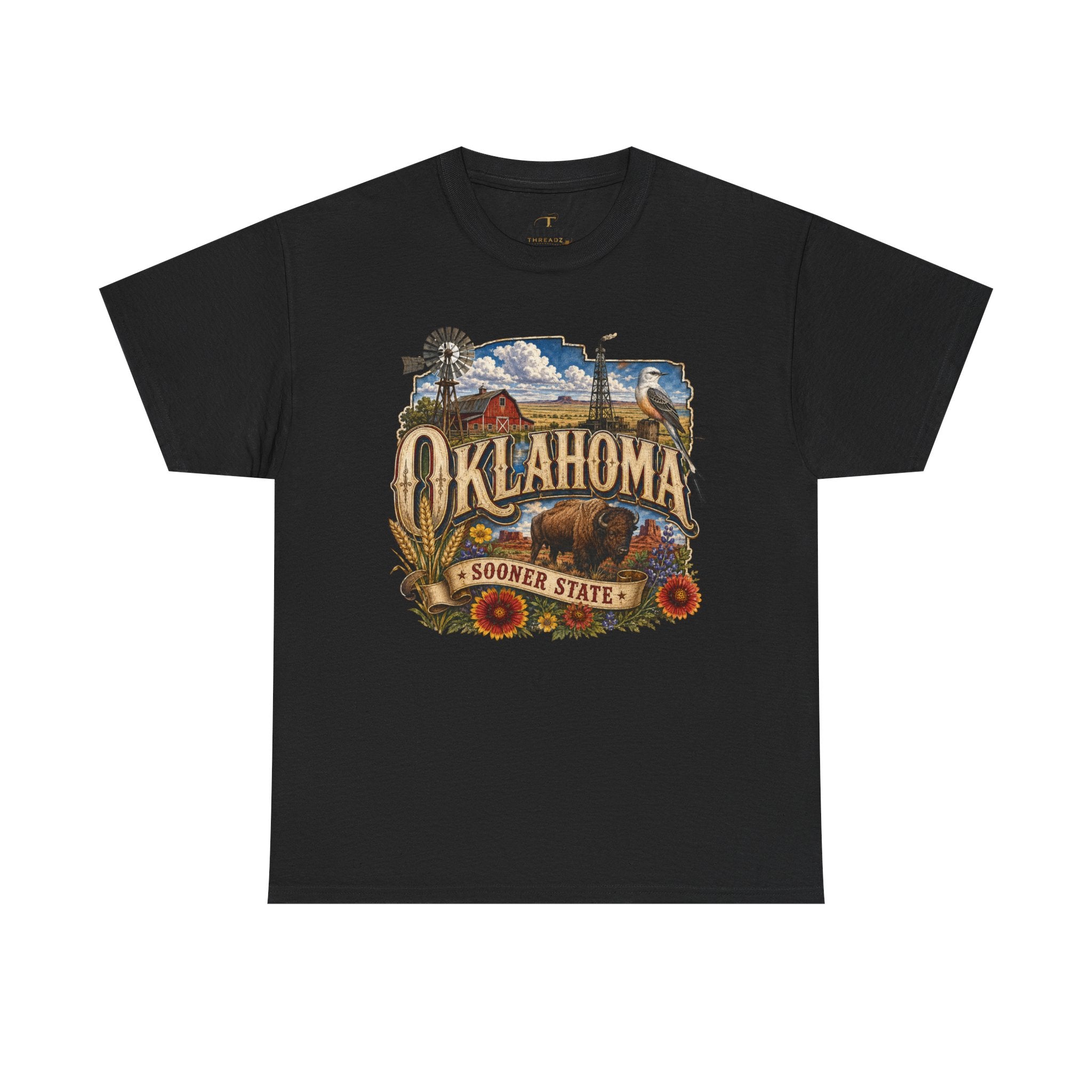 Unisex Heavy Cotton Tee🌾 Oklahoma – Proud Spirit of the Sooner State 🦬🌻