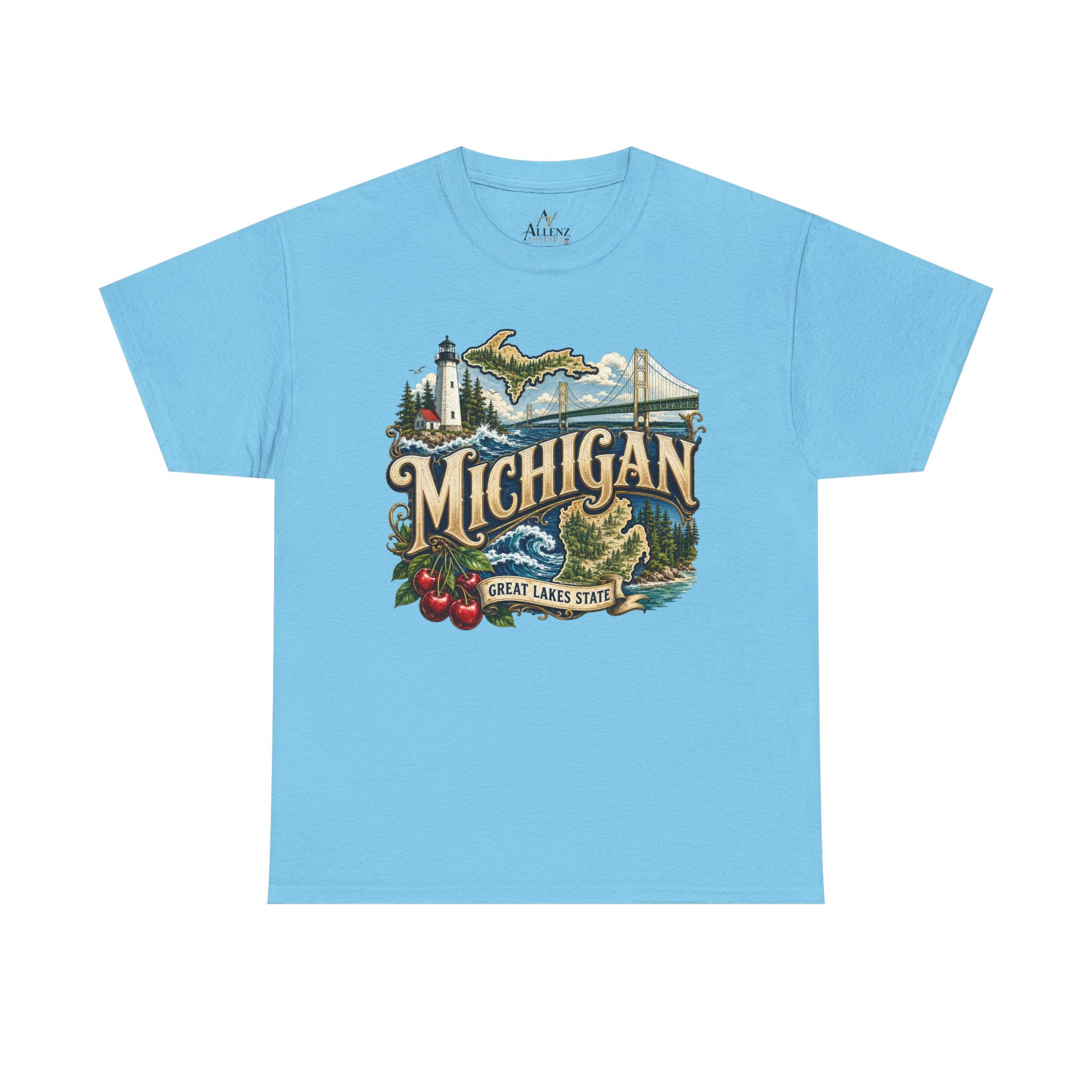 Unisex Heavy Cotton Tee🌊 Michigan – Great Lakes Beauty and Northern Adventure 🌊