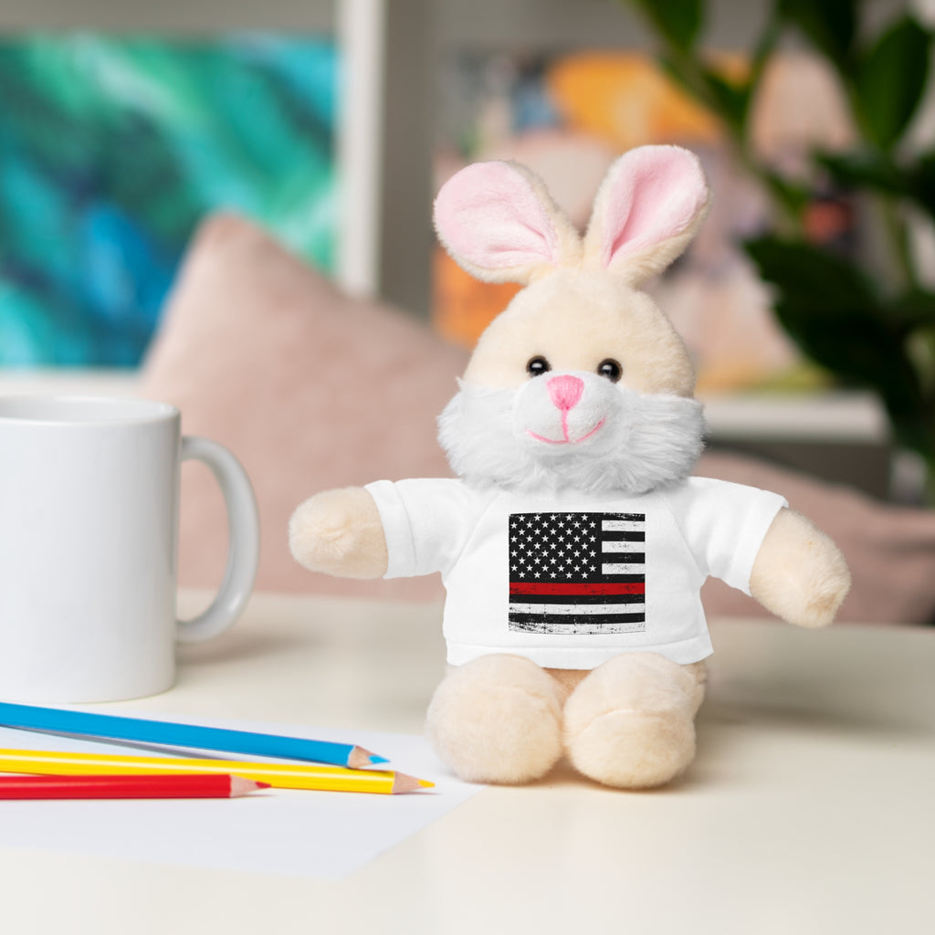 Kids Stuffed Animal with Thin Red line flag Tee
