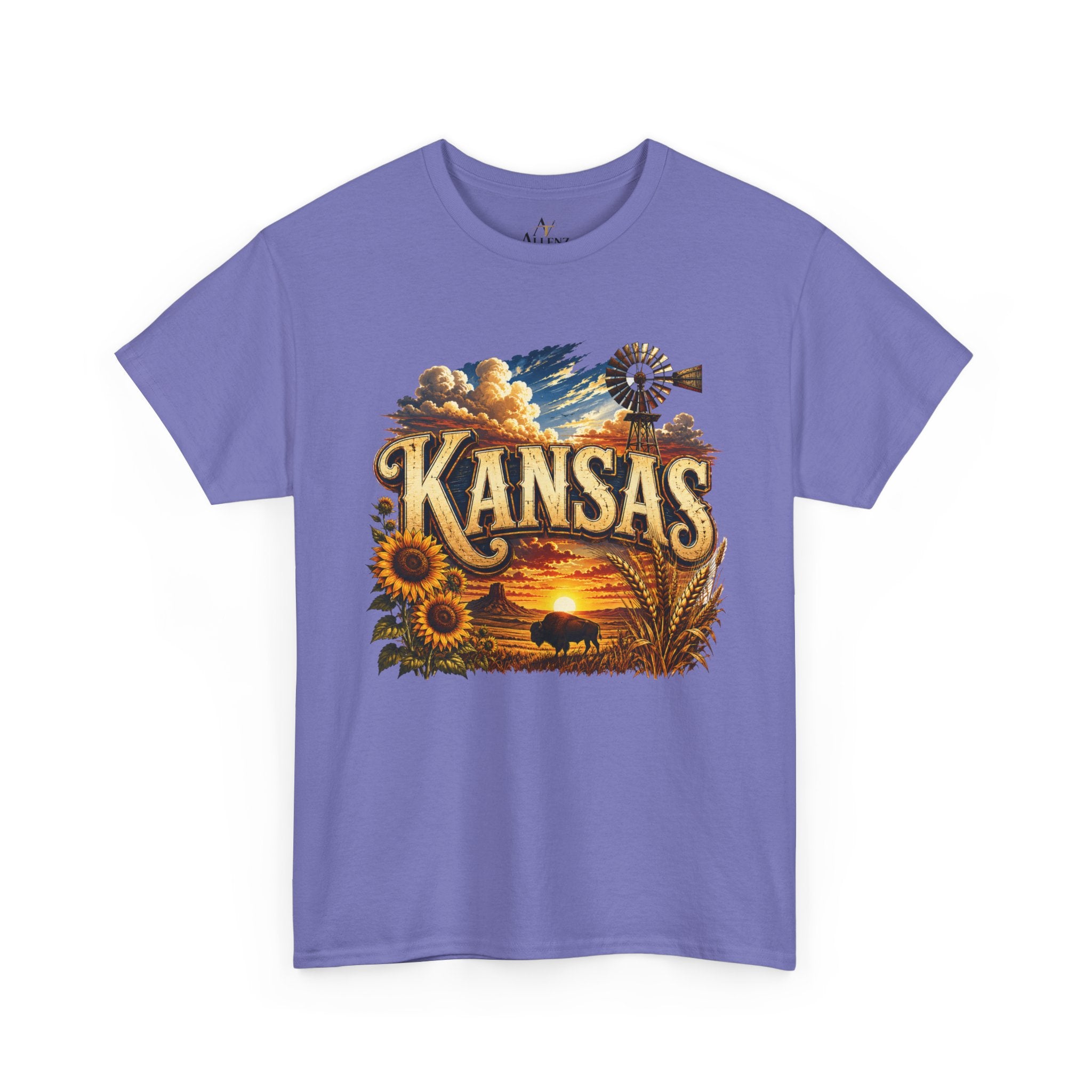 Unisex Heavy Cotton Tee 🌻 Kansas – Wide Open Skies and Heartland Heritage 🌻