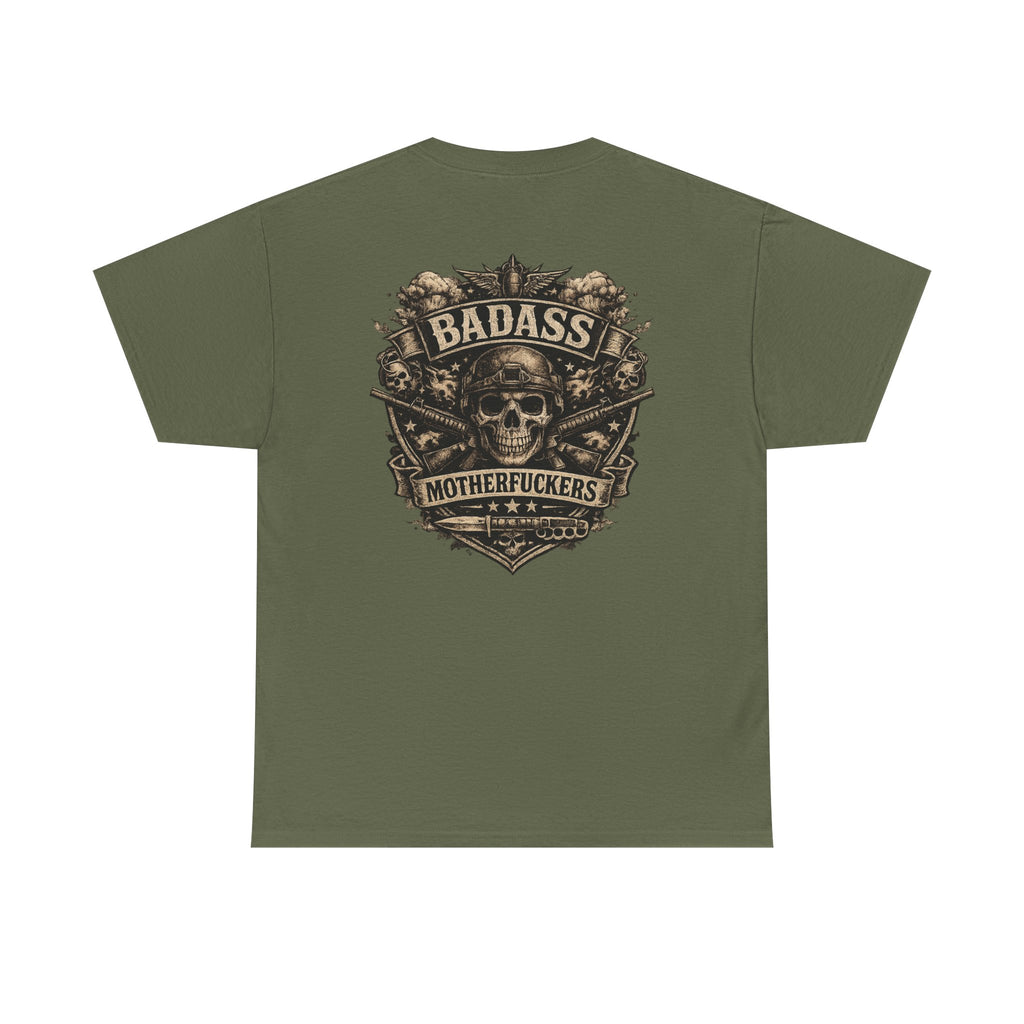 Badass Motherfu.... Skull and boom stick  Unisex Heavy Cotton Tee