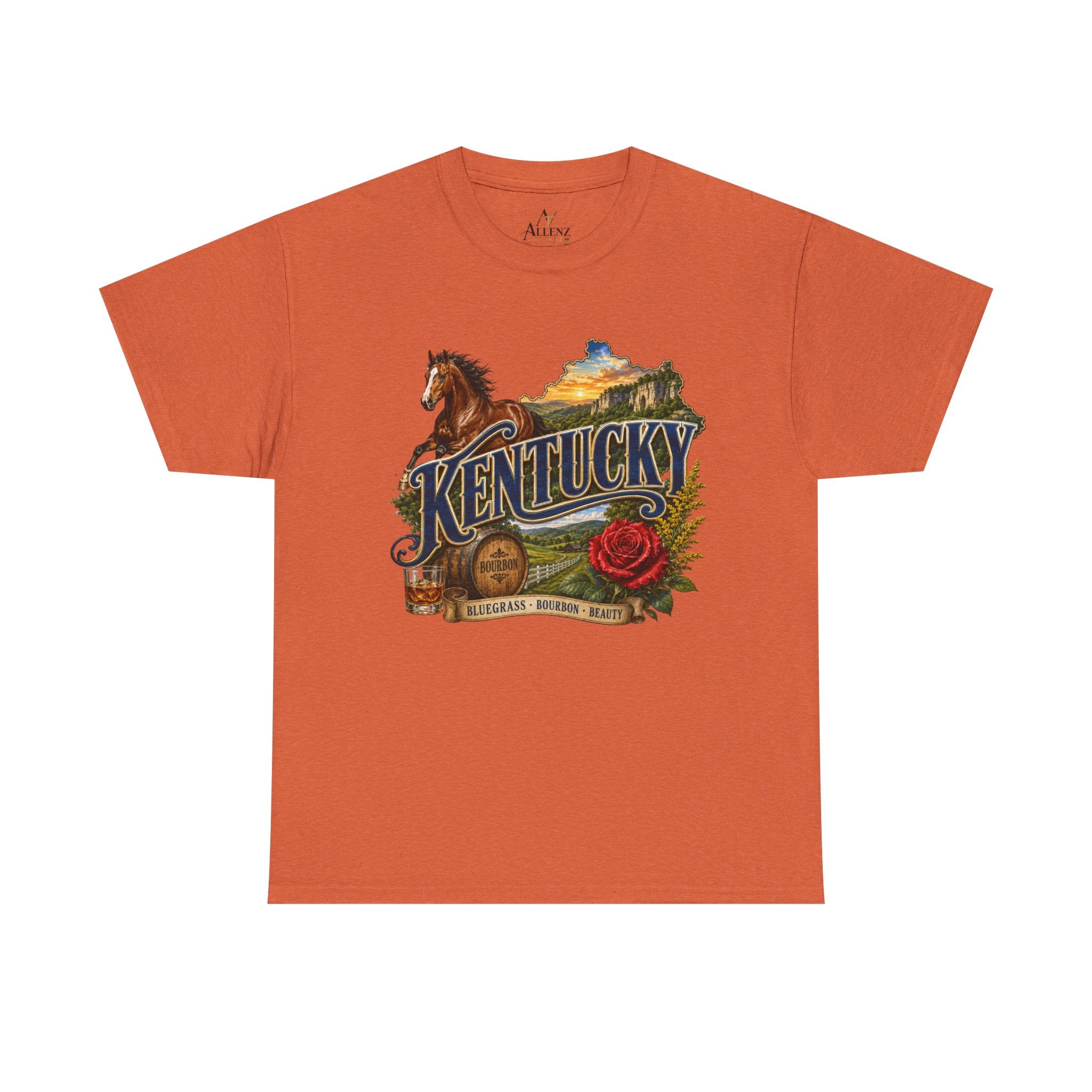 Unisex Heavy Cotton Tee 🐎 Kentucky – Bluegrass, Bourbon and Southern Beauty 🐎