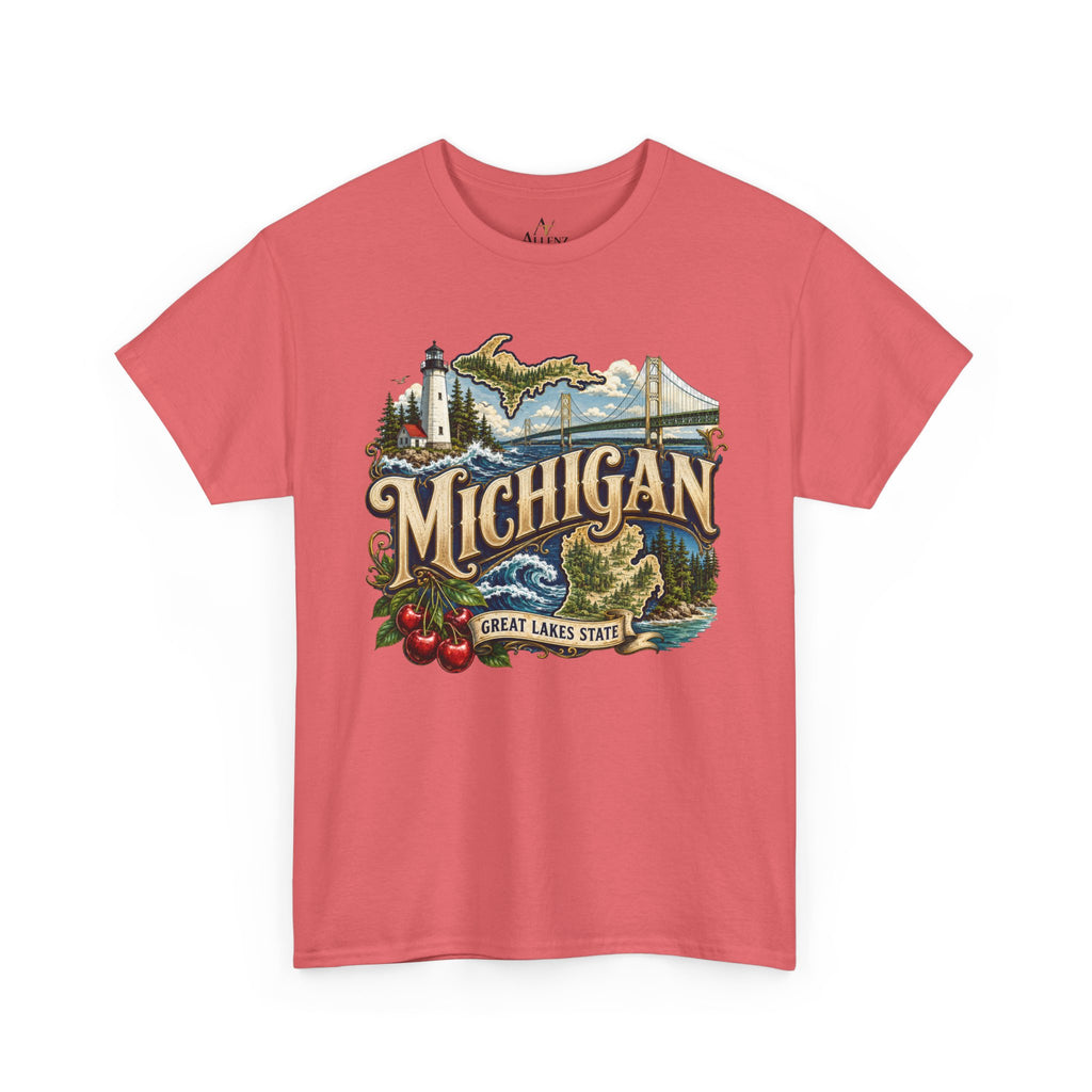 Unisex Heavy Cotton Tee🌊 Michigan – Great Lakes Beauty and Northern Adventure 🌊