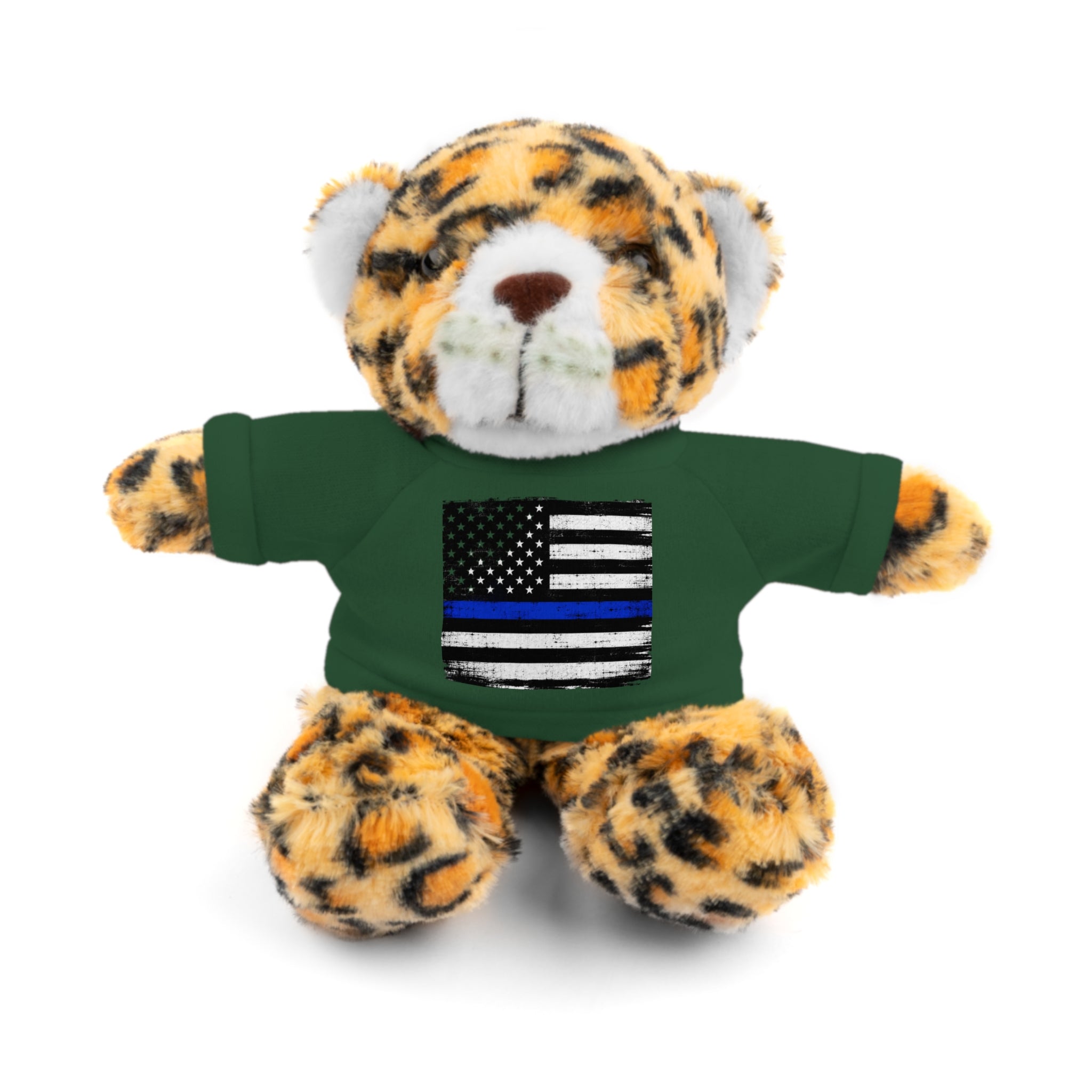 Kids Stuffed Animal with Thin Blue line flag Tee