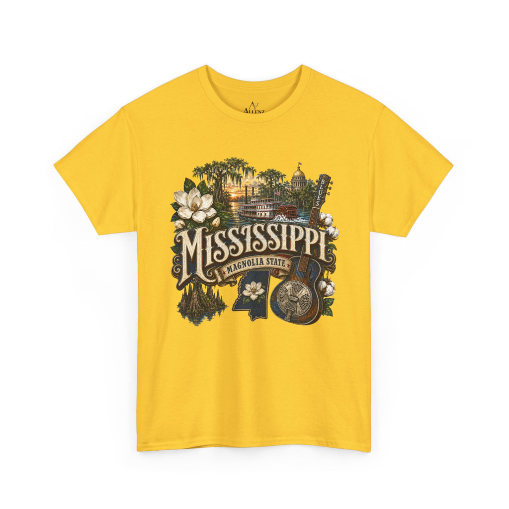 Unisex Heavy Cotton Tee🎸 Mississippi – Southern Soul and Magnolia State Pride 🎸