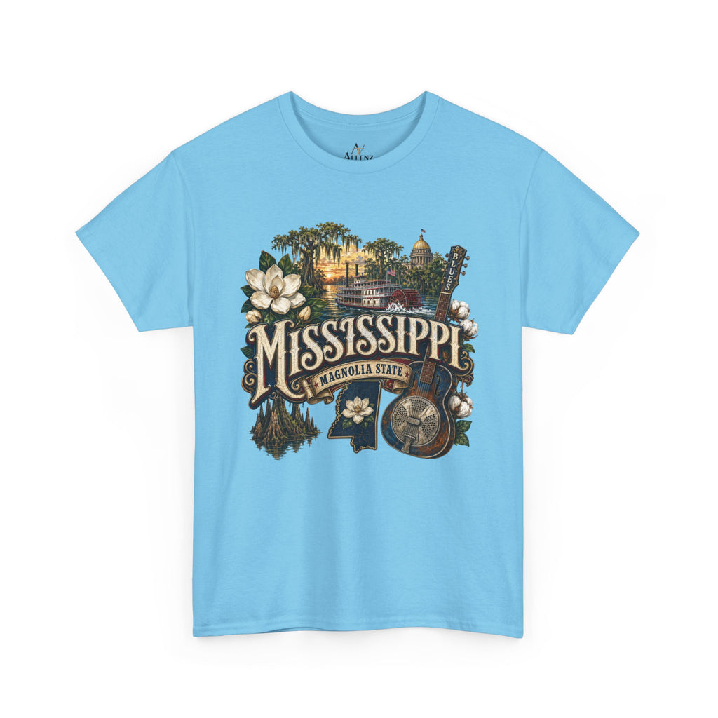 Unisex Heavy Cotton Tee🎸 Mississippi – Southern Soul and Magnolia State Pride 🎸