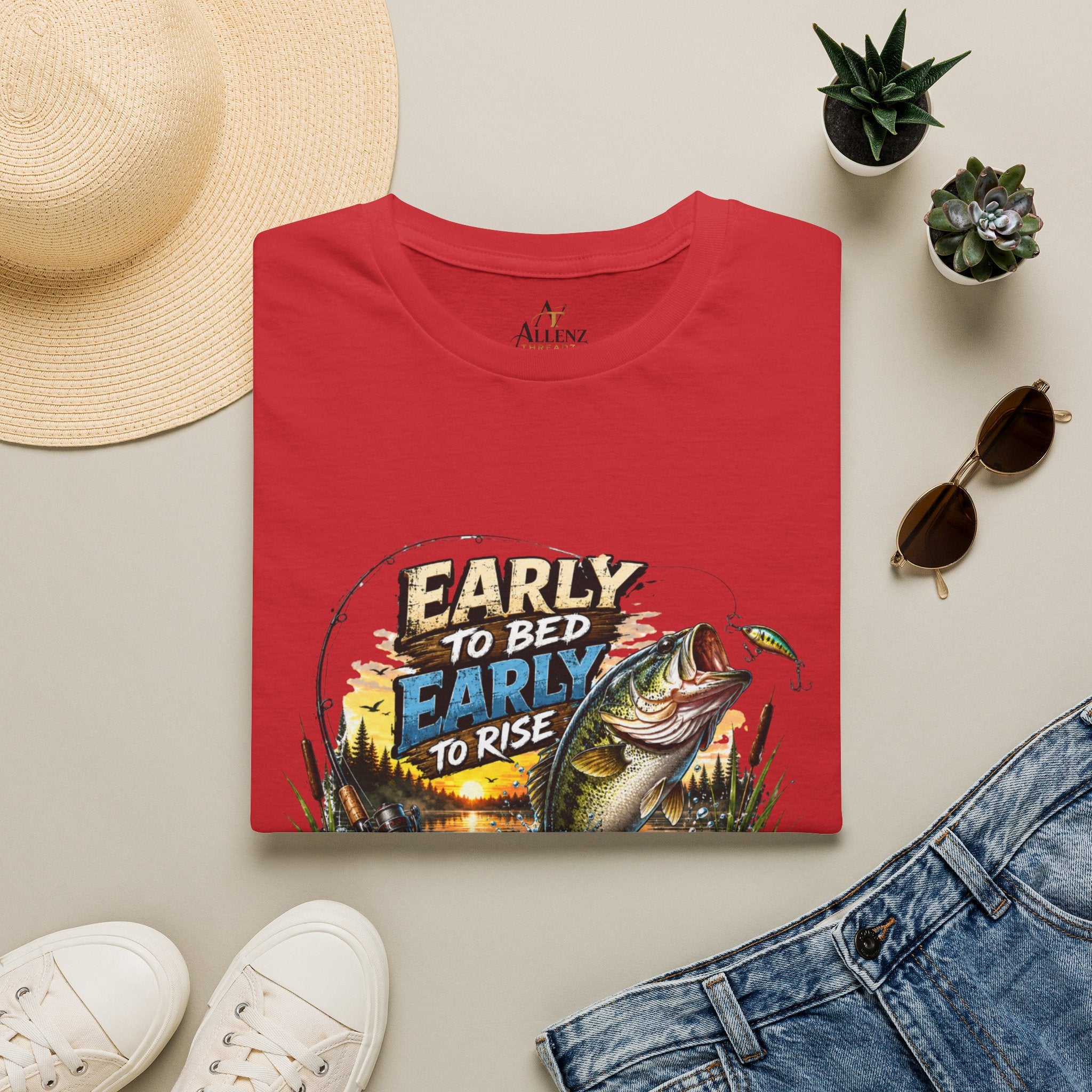 Early To Bed Fishing Unisex Softstyle T-Shirt