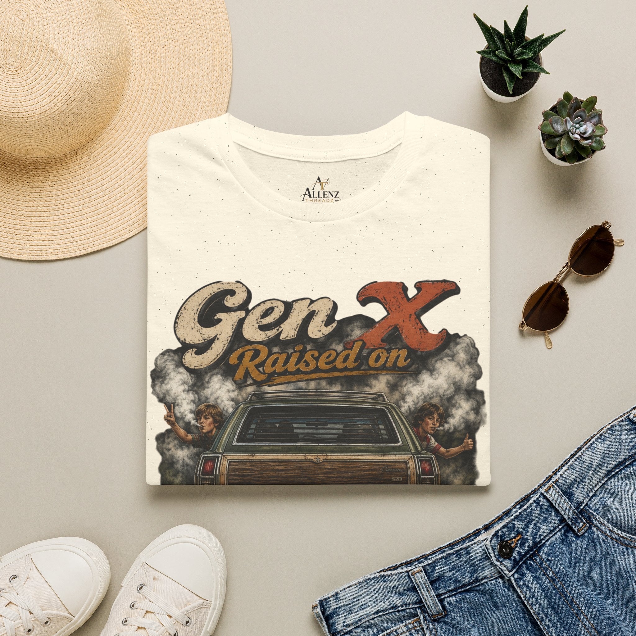 Gen X T-Shirt — "Raised on Secondhand Smoke, Hose Water, Neglect" Retro Car Vintage Tee