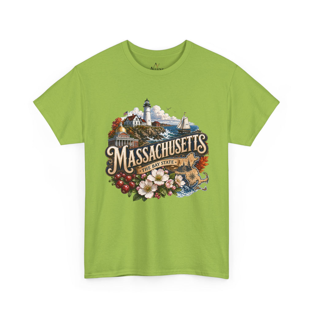 Unisex Heavy Cotton Tee ⚓ Massachusetts – Historic Coastal Pride