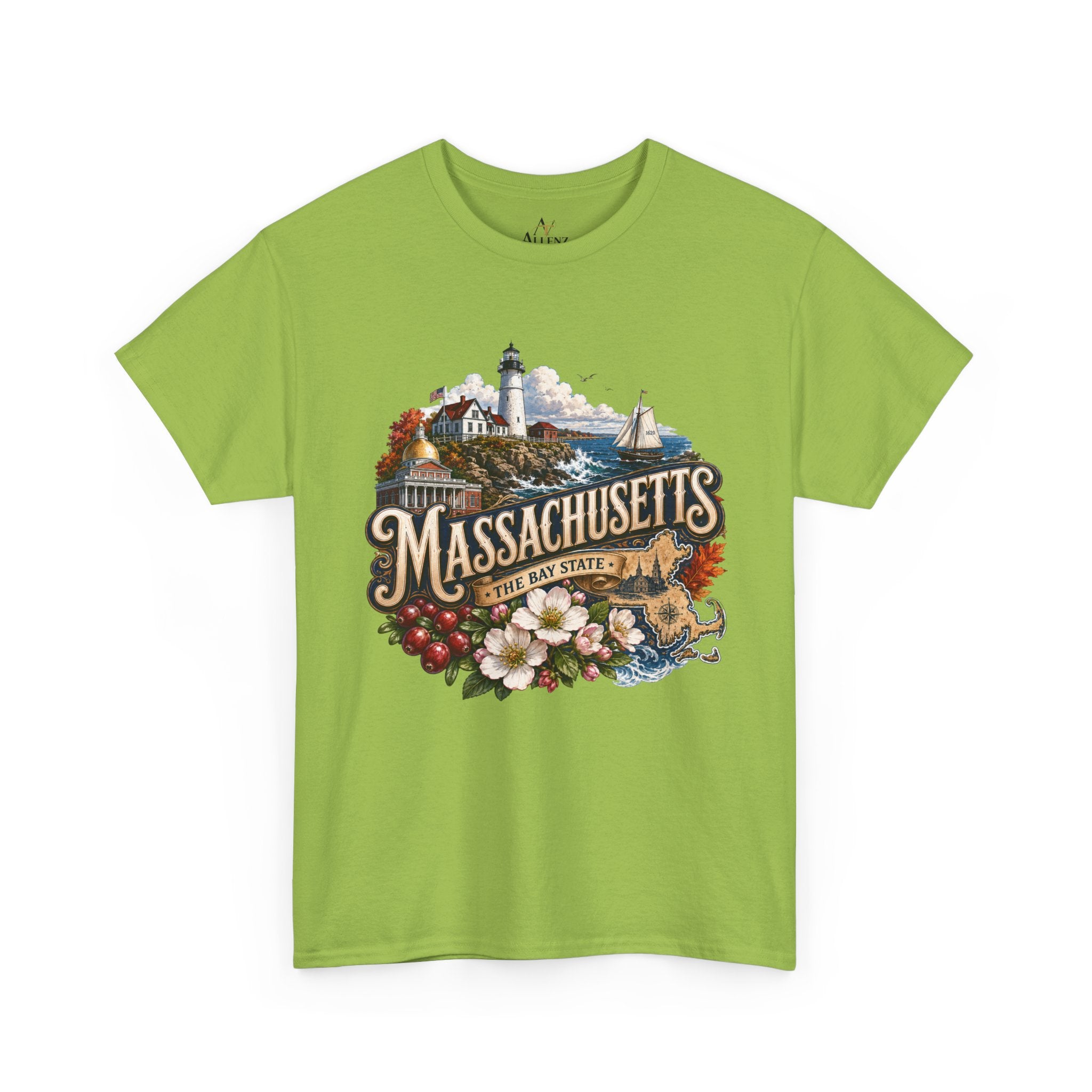 Unisex Heavy Cotton Tee ⚓ Massachusetts – Historic Coastal Pride