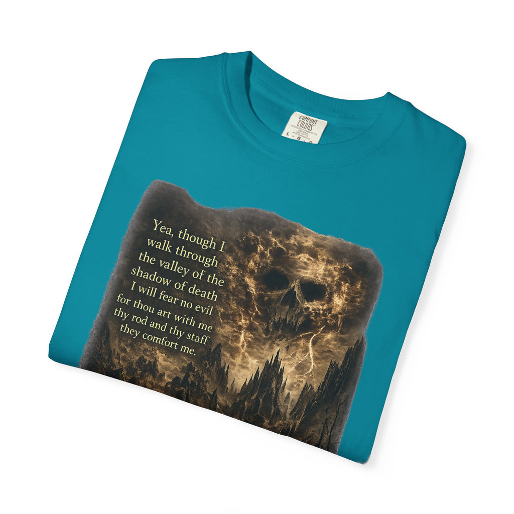 Skull Cavern Gothic T-Shirt — 'You…walk through the valley of the shadow of death' Graphic Tee