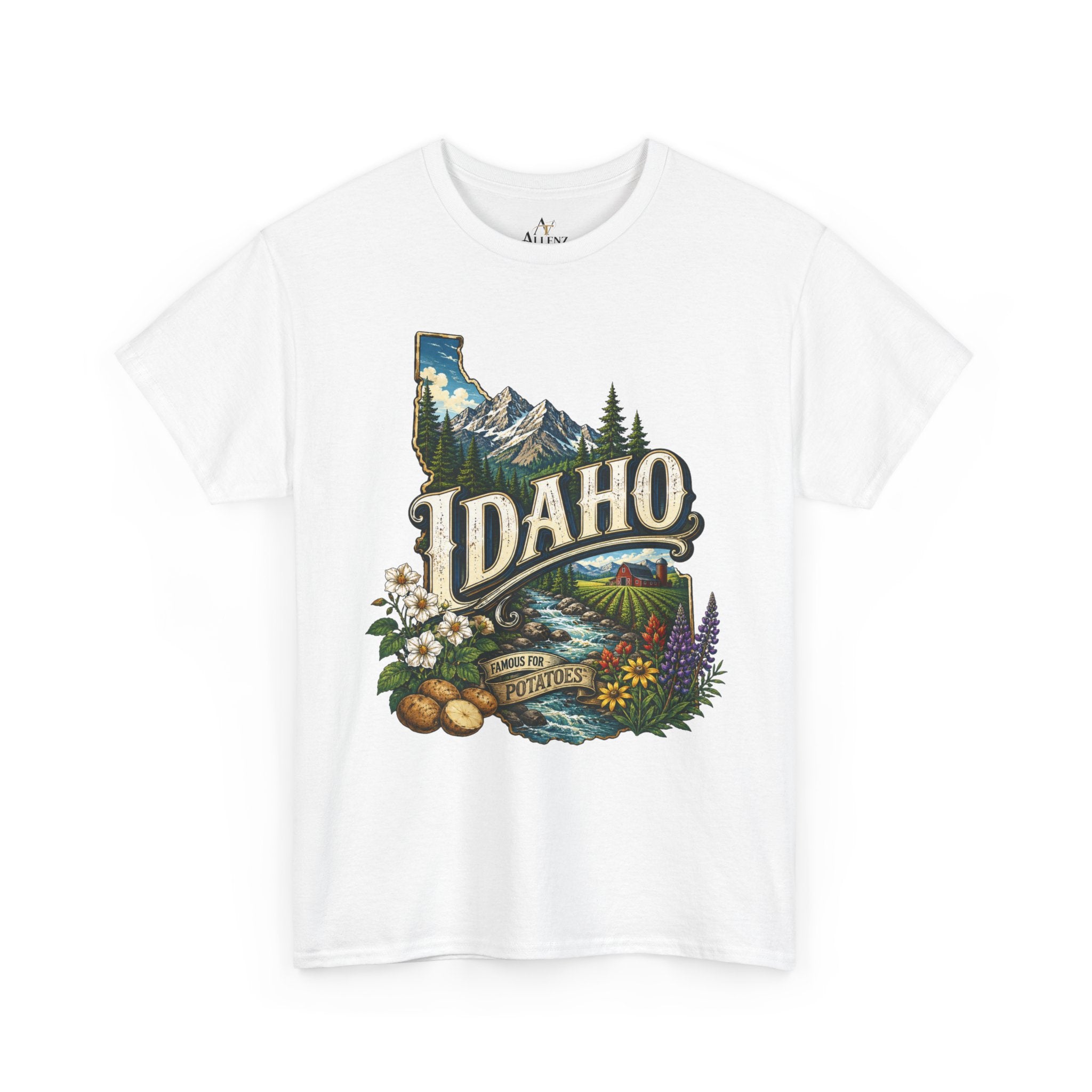 Unisex Heavy Cotton Tee 🥔 Idaho – Mountain Beauty and Rustic Country Charm 🥔