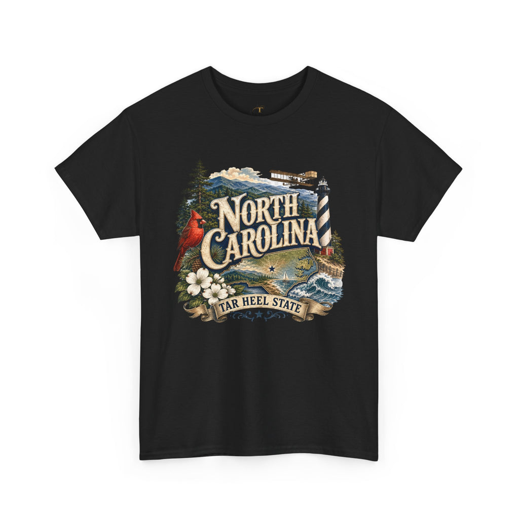 Unisex Heavy Cotton Tee🌲 North Carolina – Coastal Beauty and Mountain Adventure 🌊✈️