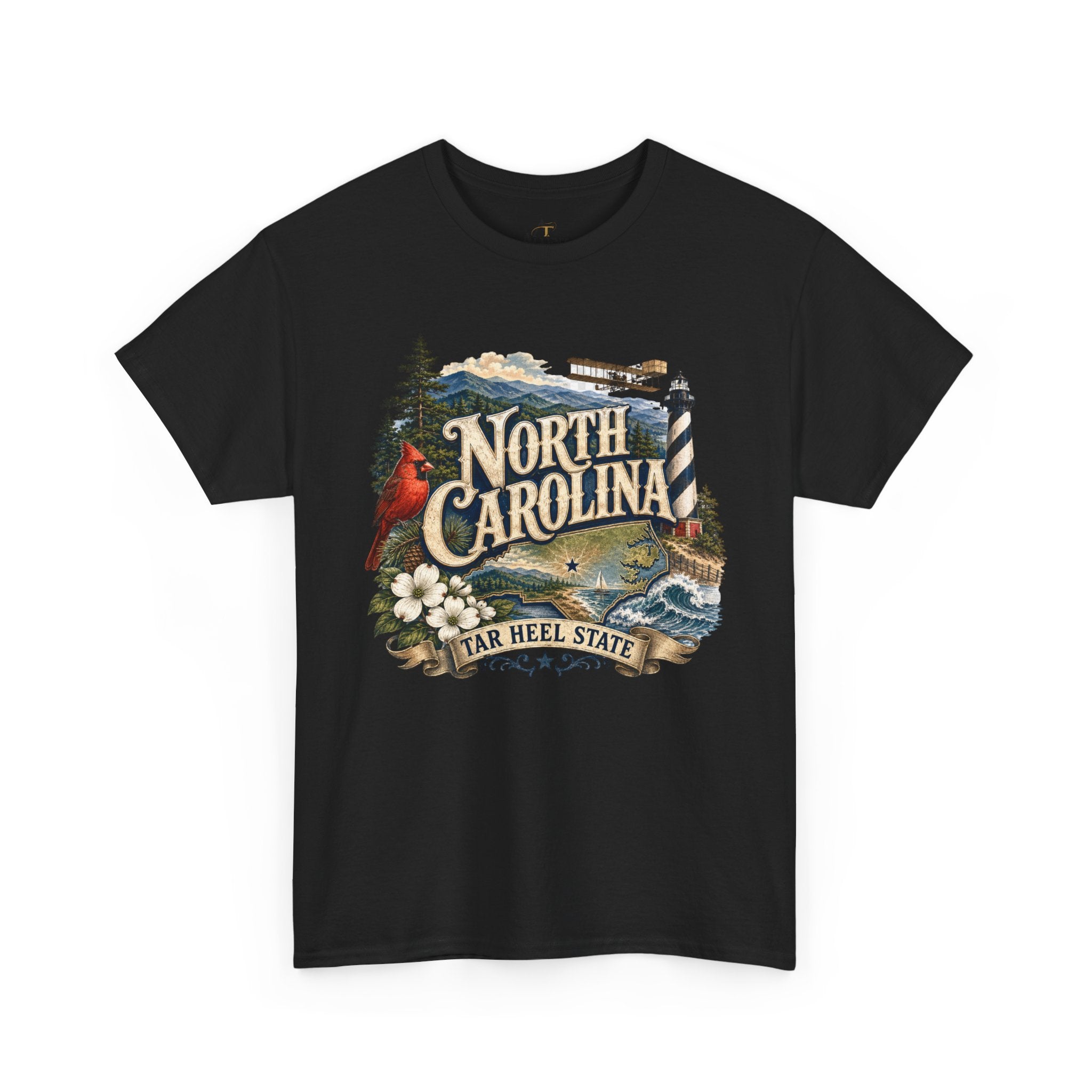 Unisex Heavy Cotton Tee🌲 North Carolina – Coastal Beauty and Mountain Adventure 🌊✈️