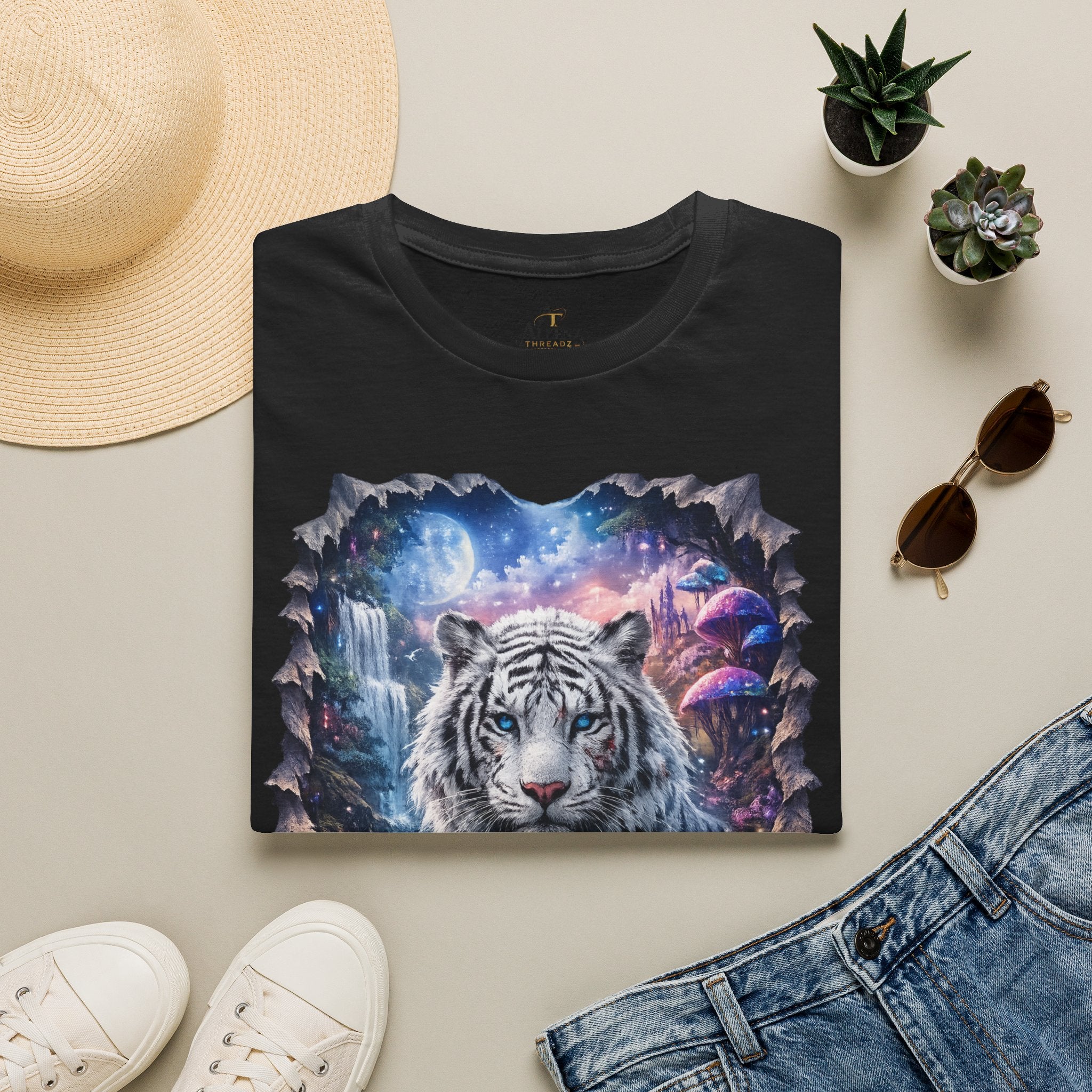 Fantasy white Bengal tiger Unisex Softstyle T-Shirt -