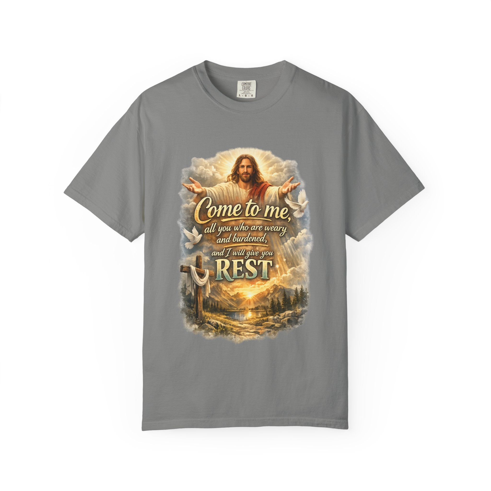 Come to Me Christian T-Shirt — "Come to me... and I will give you REST" Religious Faith Tee