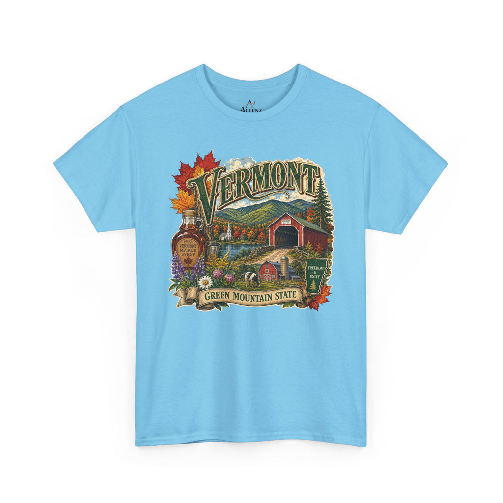 Unisex Heavy Cotton Tee🍁🏔️ Vermont – Beauty of the Green Mountain State 🍁🚜
