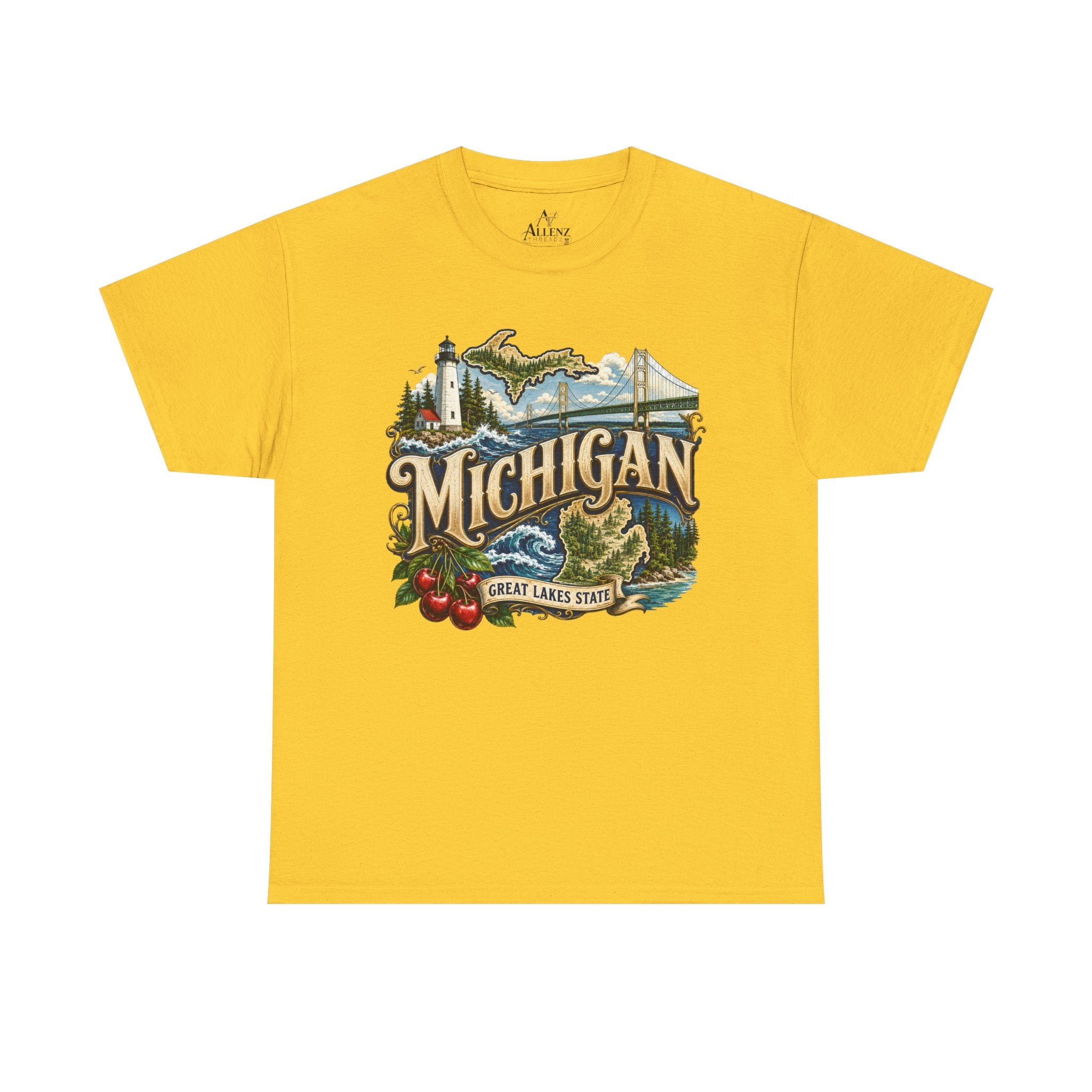 Unisex Heavy Cotton Tee🌊 Michigan – Great Lakes Beauty and Northern Adventure 🌊