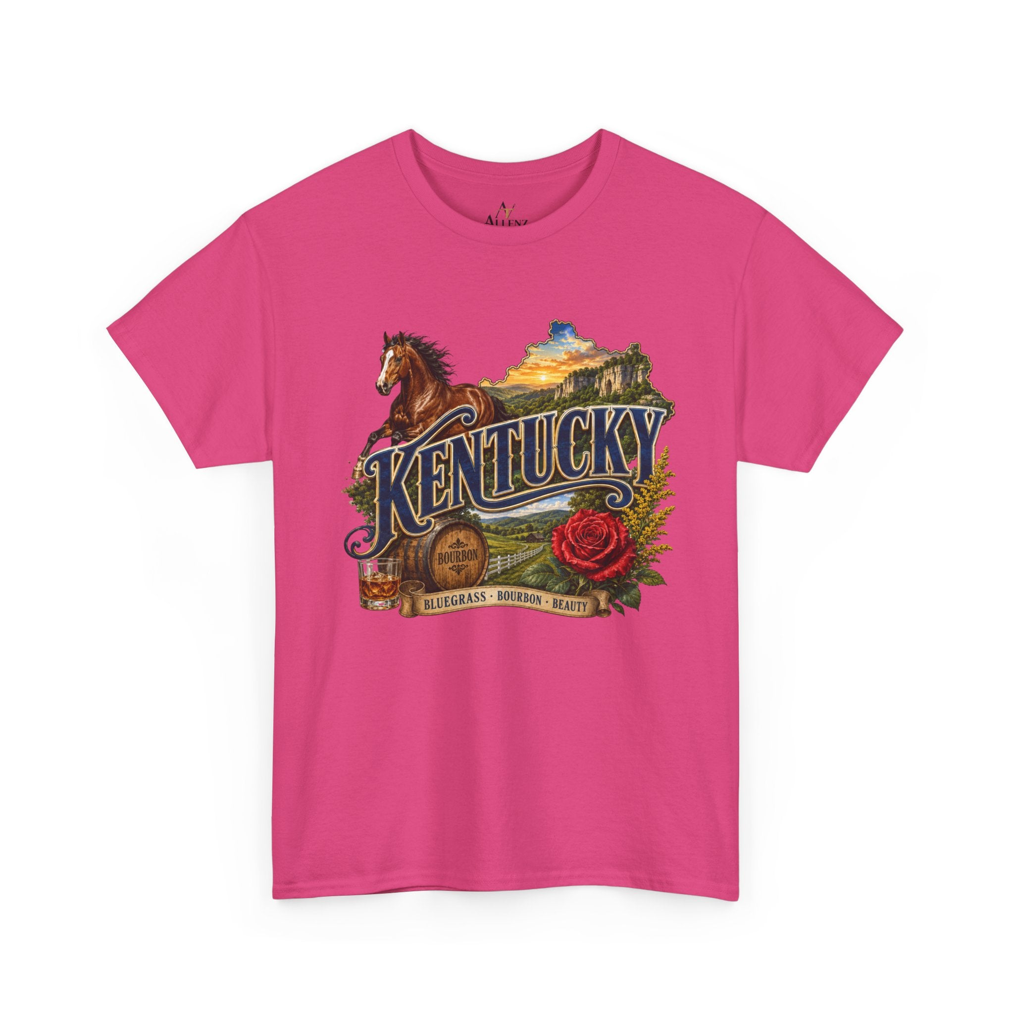 Unisex Heavy Cotton Tee 🐎 Kentucky – Bluegrass, Bourbon and Southern Beauty 🐎